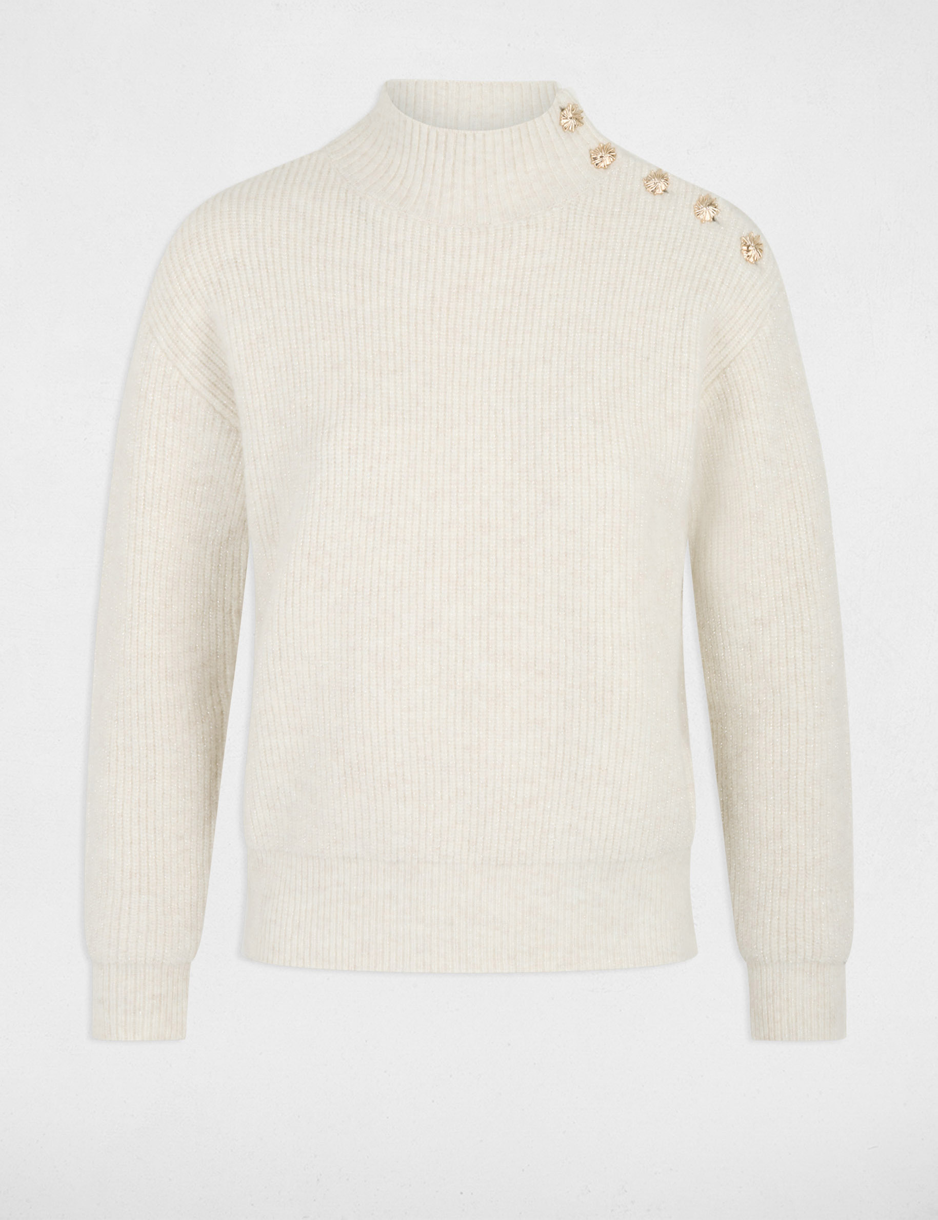 Pull col montant ivoire femme