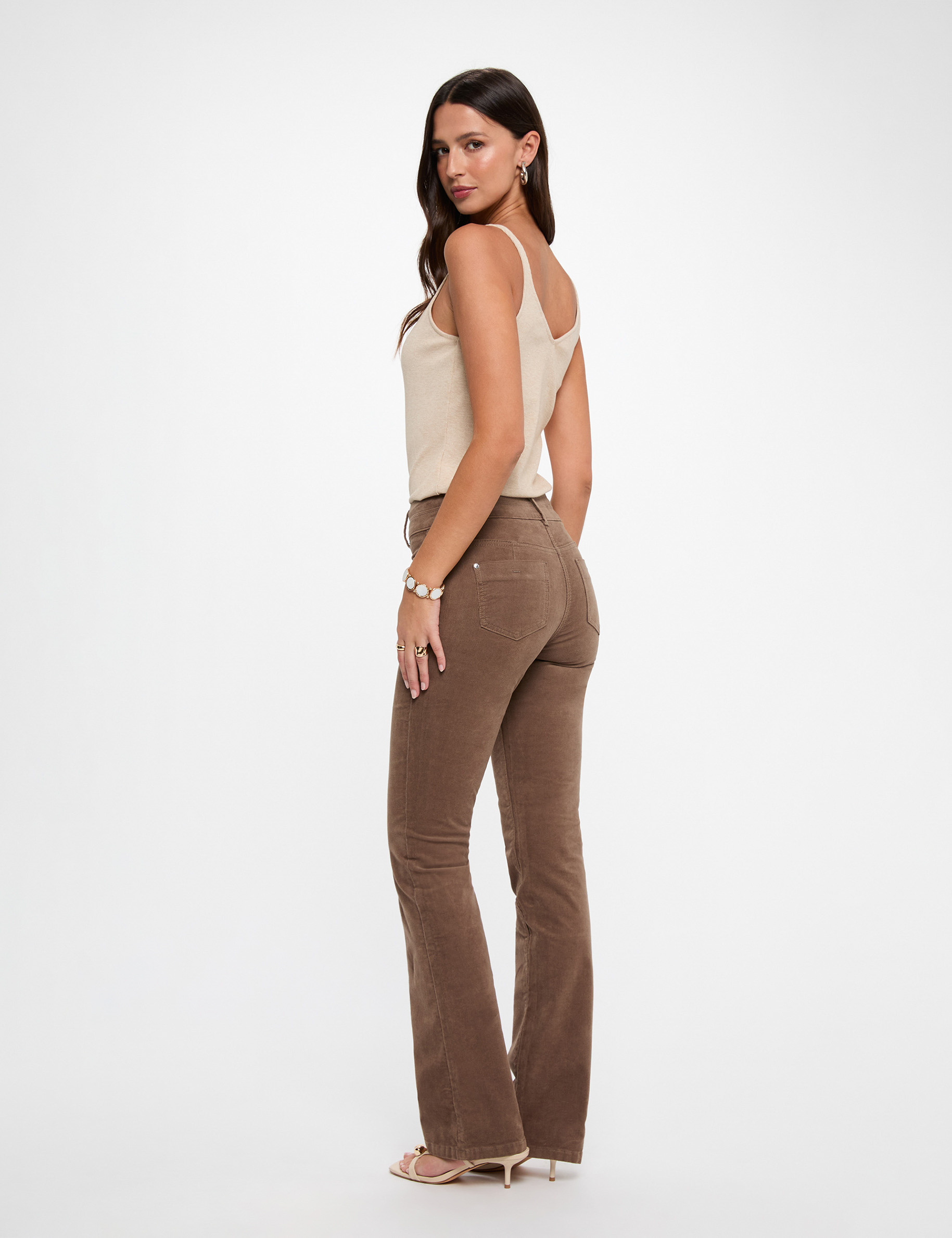 Broek van corduroy brons vrouw