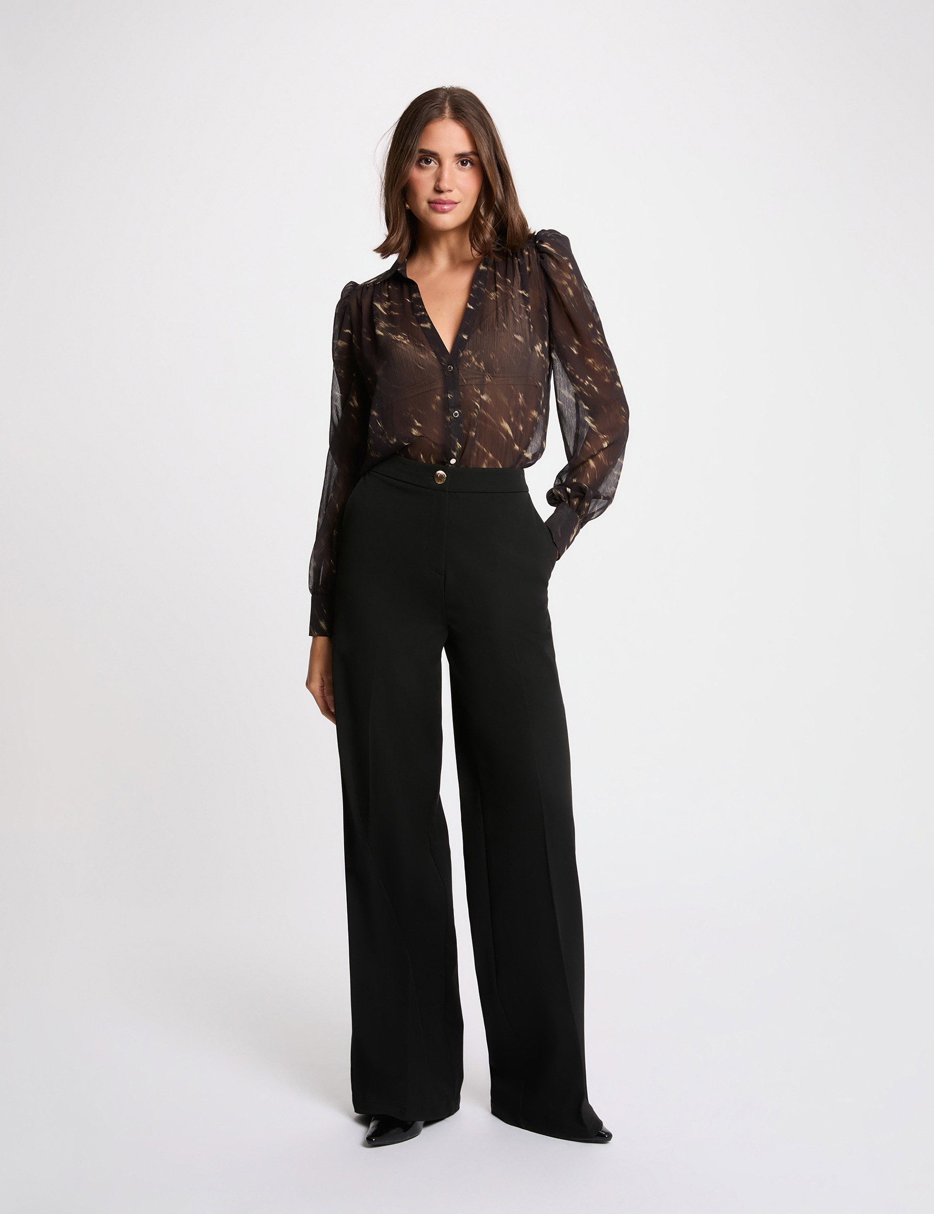 Chemise voile manches bouffantes multicolore femme