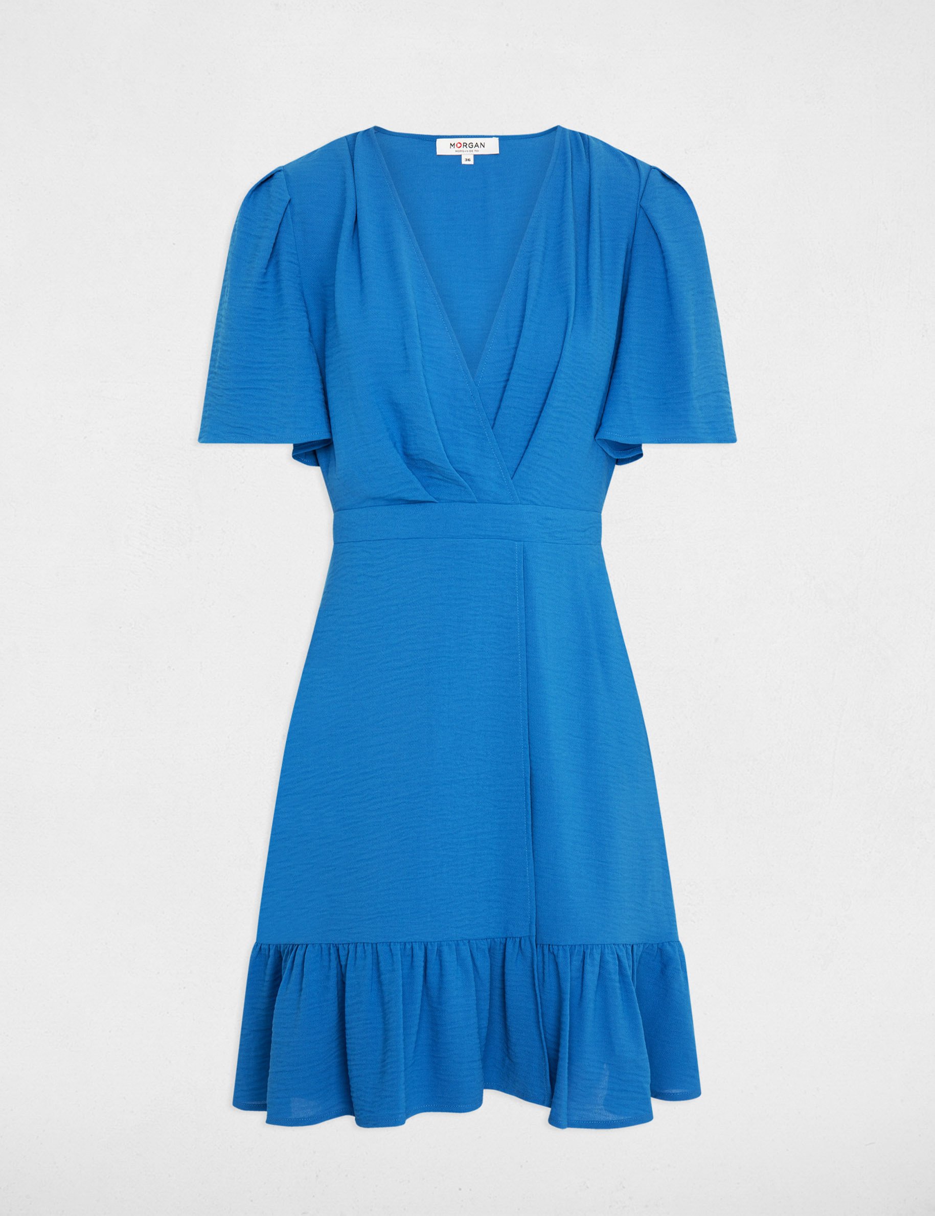 Korte soepelvallende jurk bleu vrouw