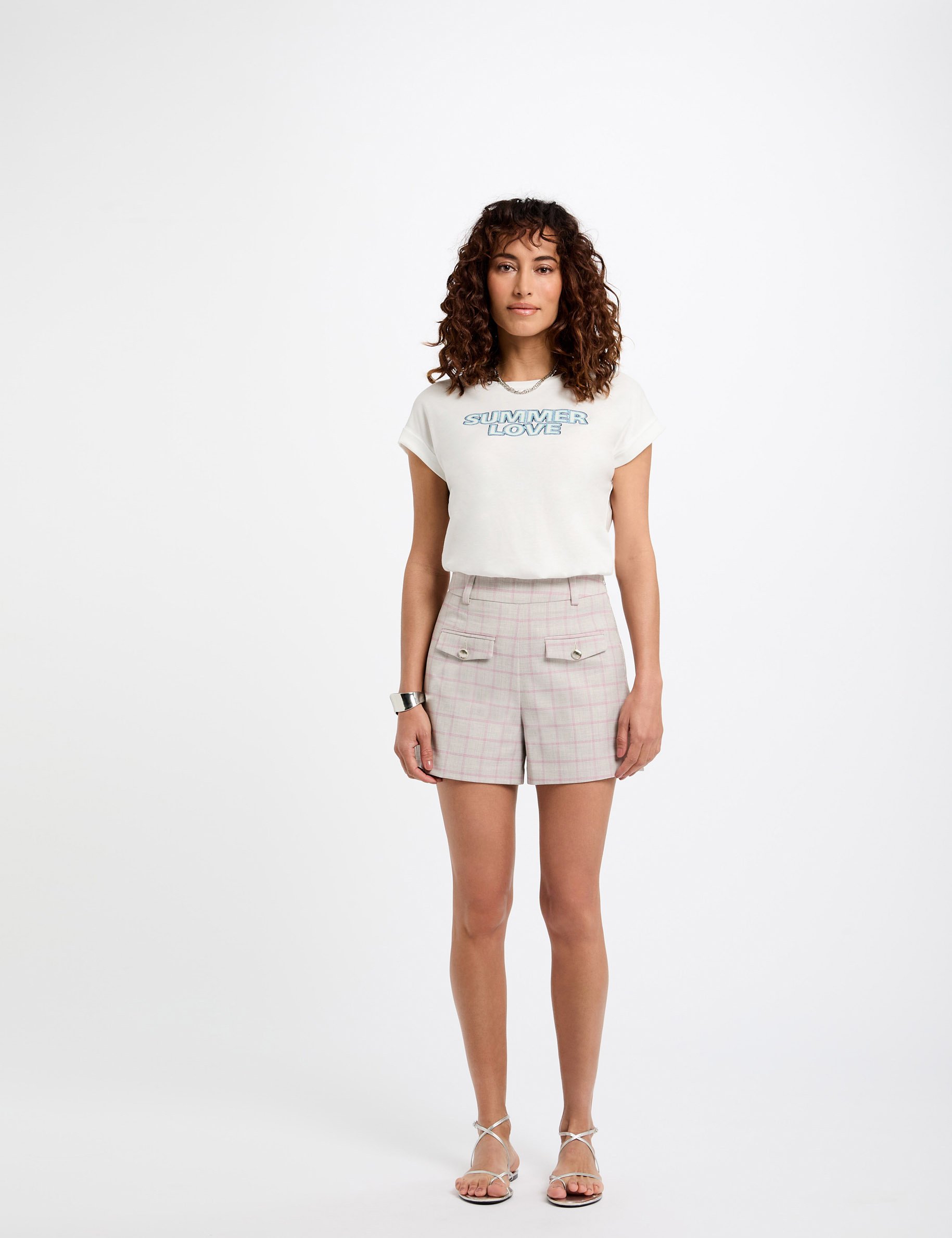 short taille haute a carreaux multicolore femme meerkleurig vrouw
