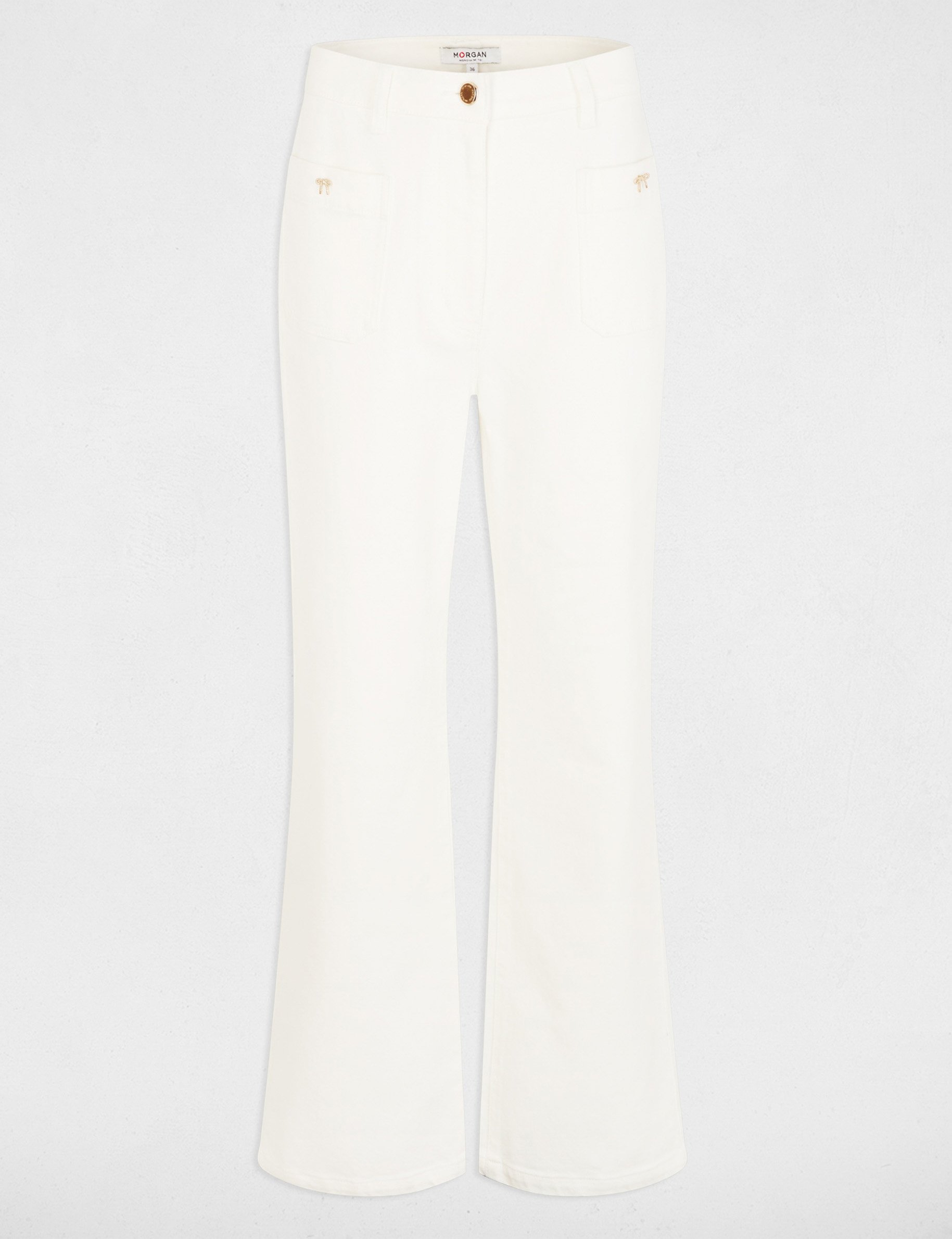 Jean large 7/8 blanc femme