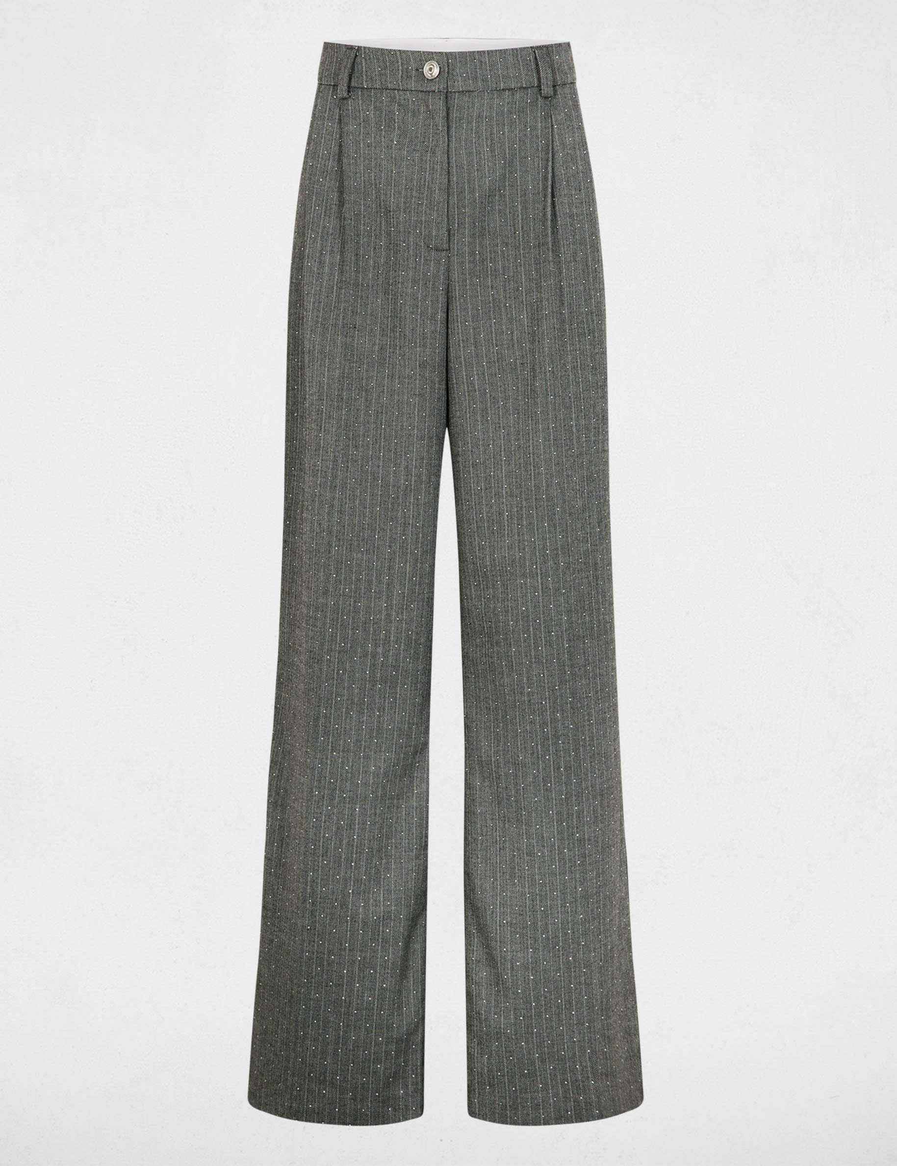 pantalon droit a rayures gris moyen femme Pantalon droit à rayures gris moyen femme