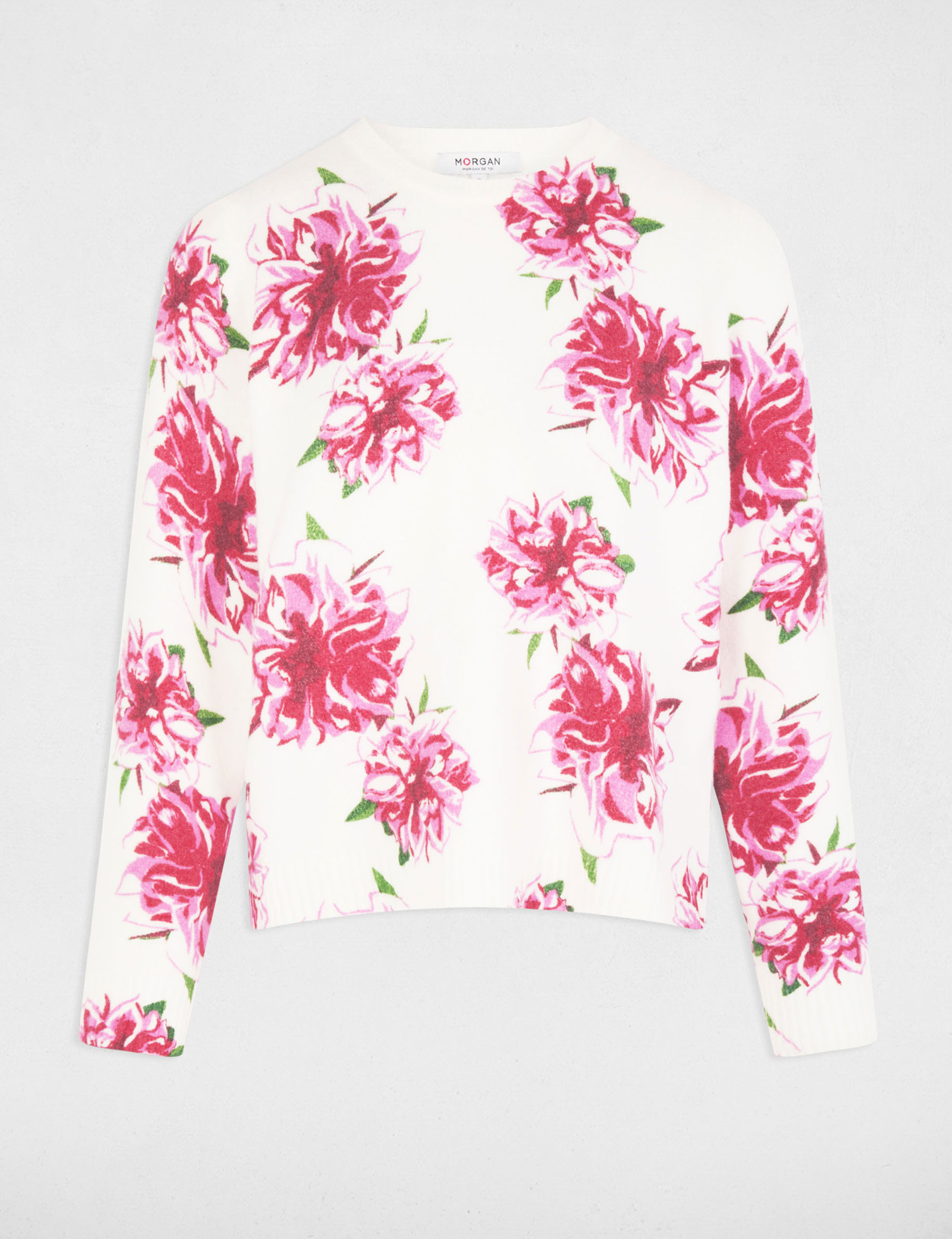 trui met bloemenprint ivoor vrouw Trui met bloemenprint ivoor vrouw