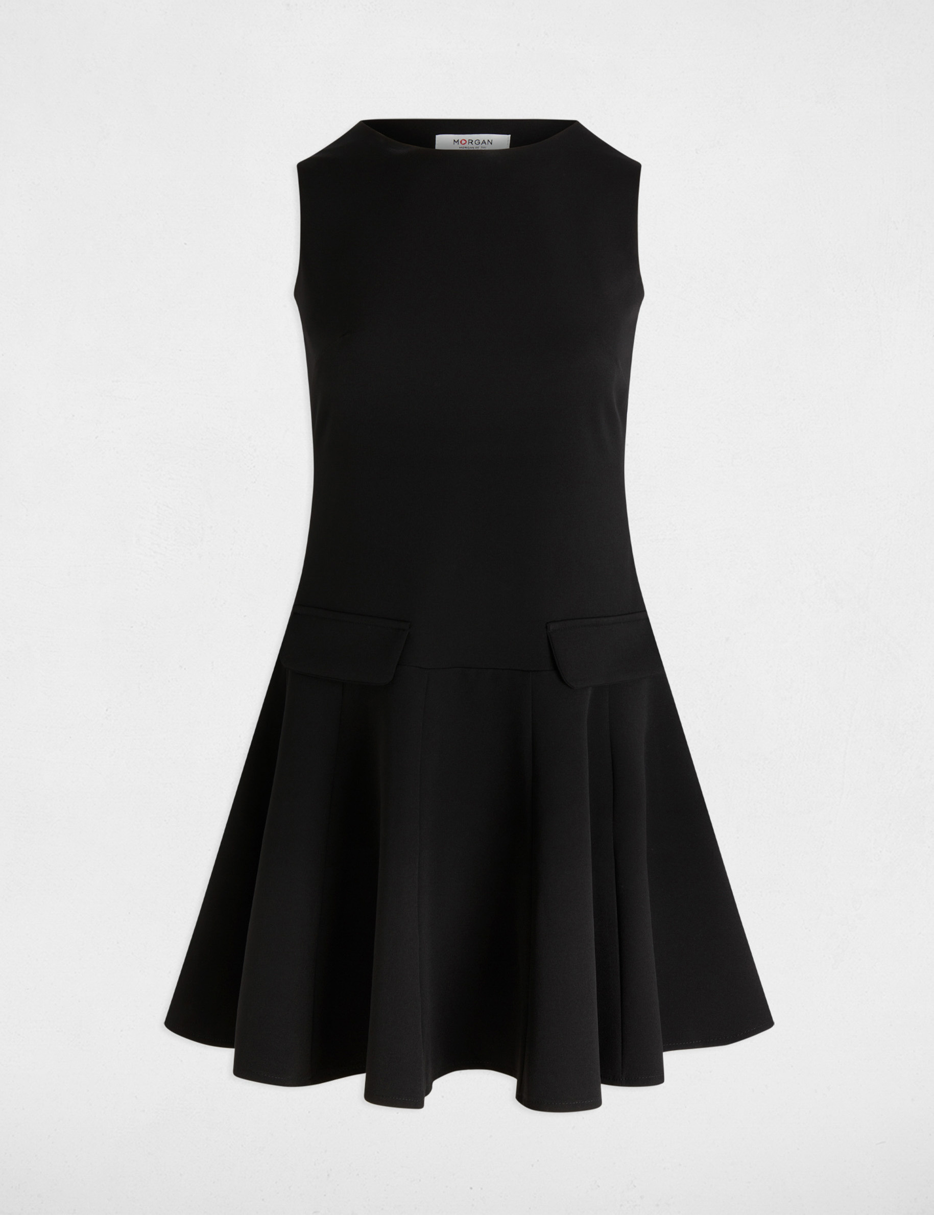 korte jurk met trapeziumvorm zwart vrouw Korte jurk met trapeziumvorm zwart vrouw