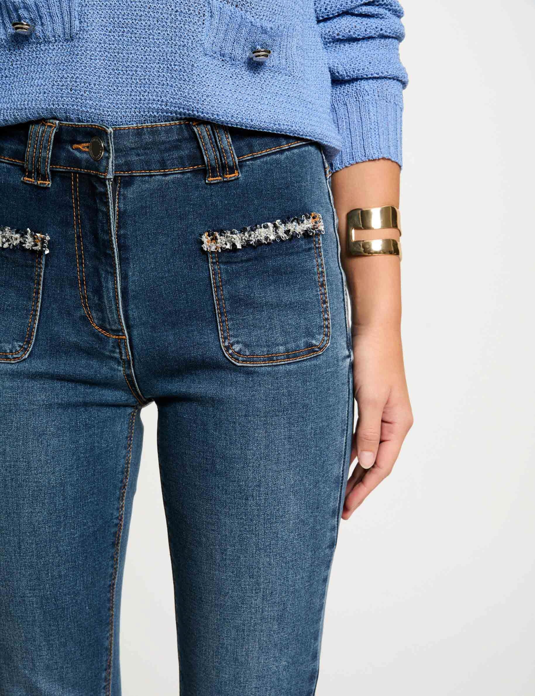 bootcut jeans met franje details stone washed denim vrouw Bootcut jeans met franje details stone washed denim vrouw