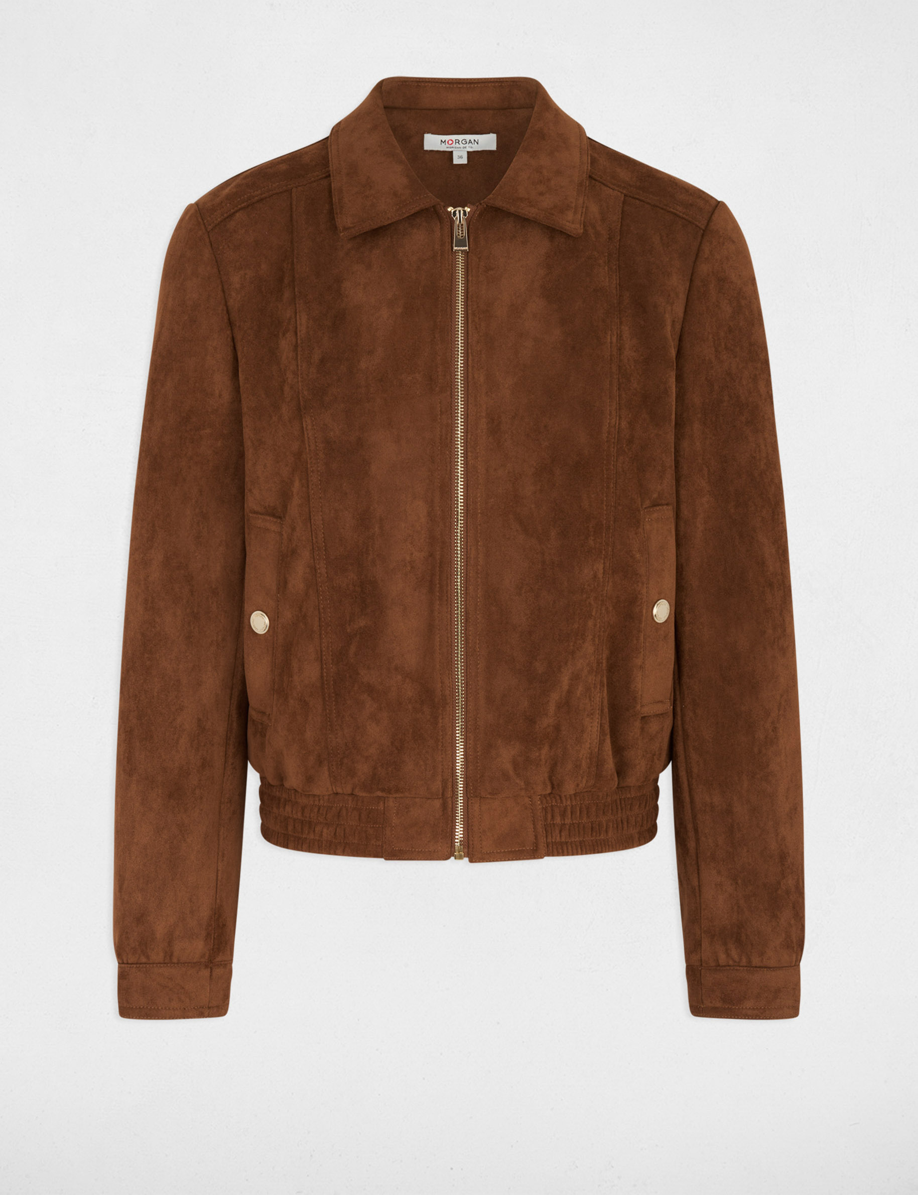 Blouson su&eacute;dine marron cognac femme