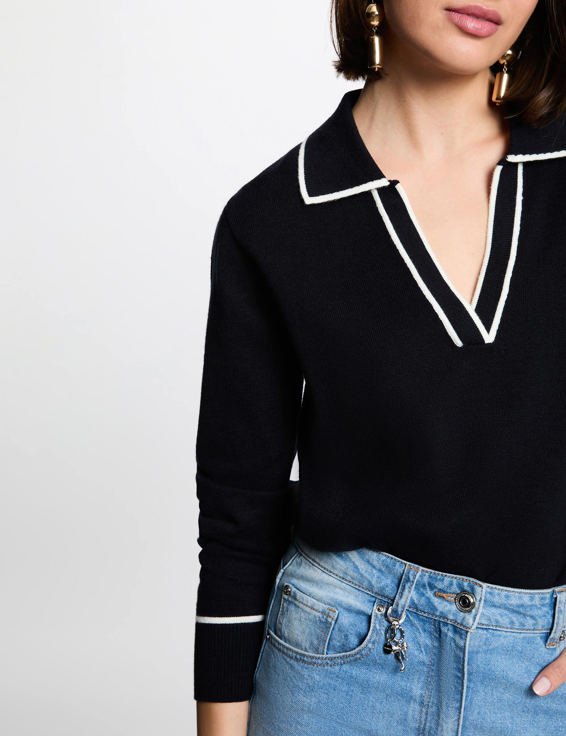 Trui met polokraag marineblauw vrouw