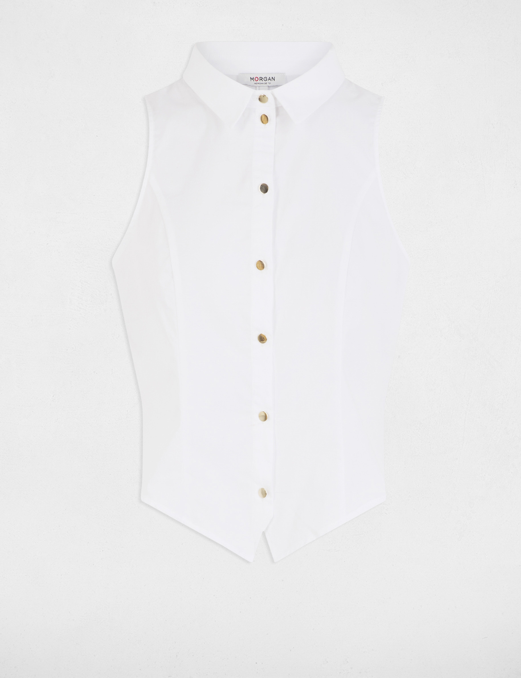 chemise cintree sans manches blanc femme Chemise cintrée sans manches blanc femme
