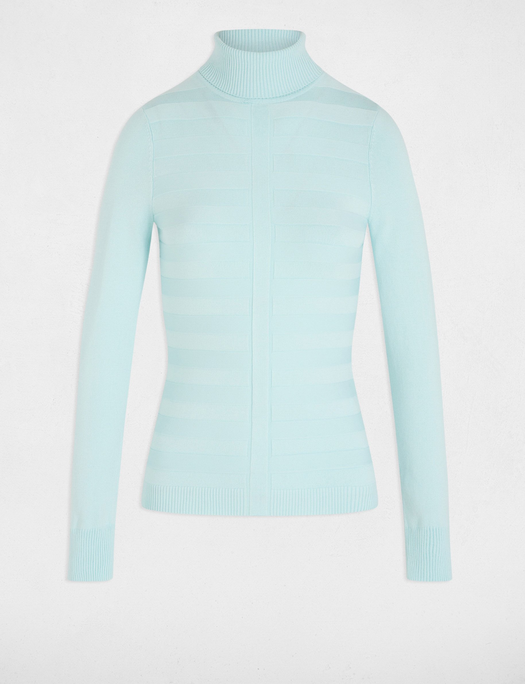 Pull col roulé bleu ciel femme