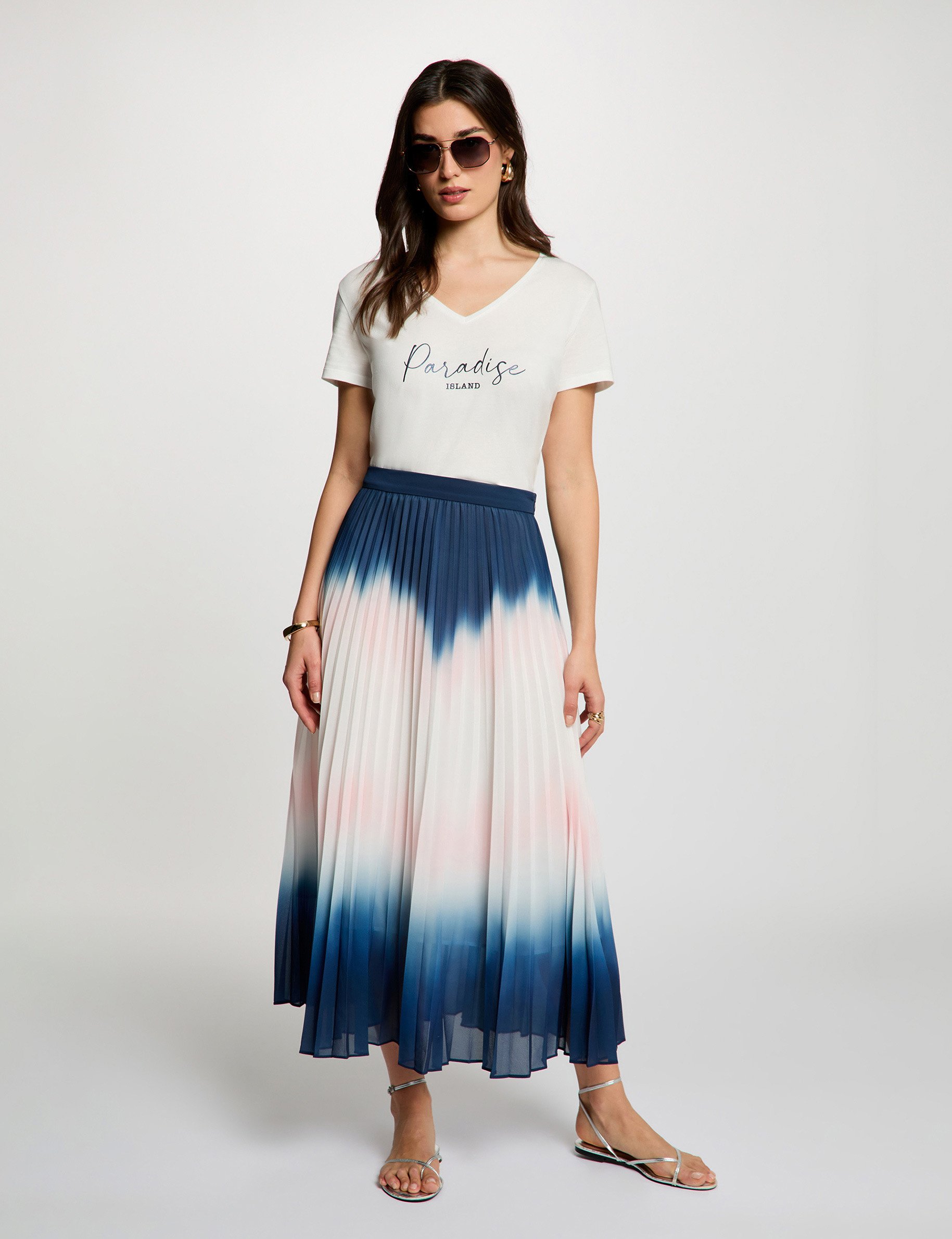 Lange geplooide rok meerkleurig vrouw