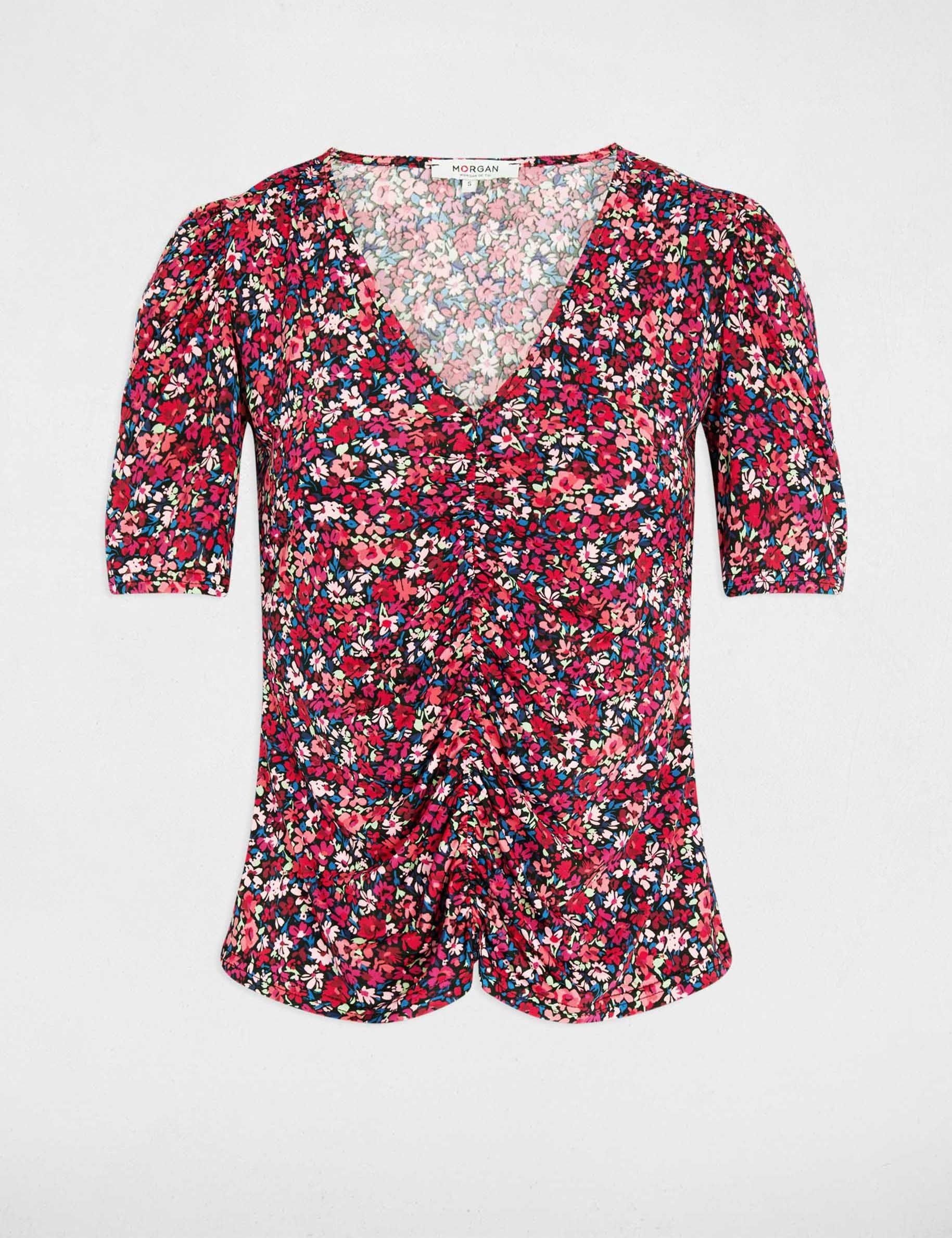 Getailleerd V-hals T-shirt meerkleurig vrouw