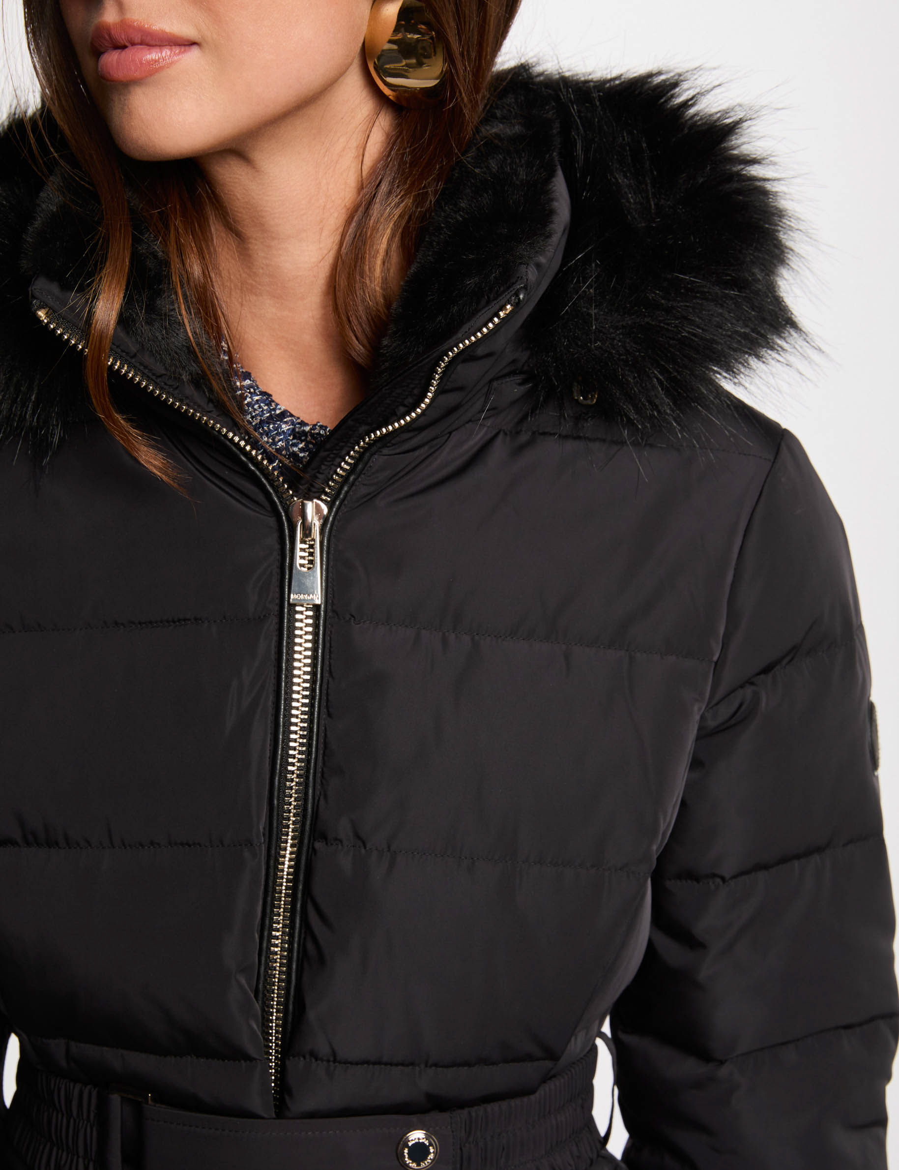 Doudoune à capuche noir femme