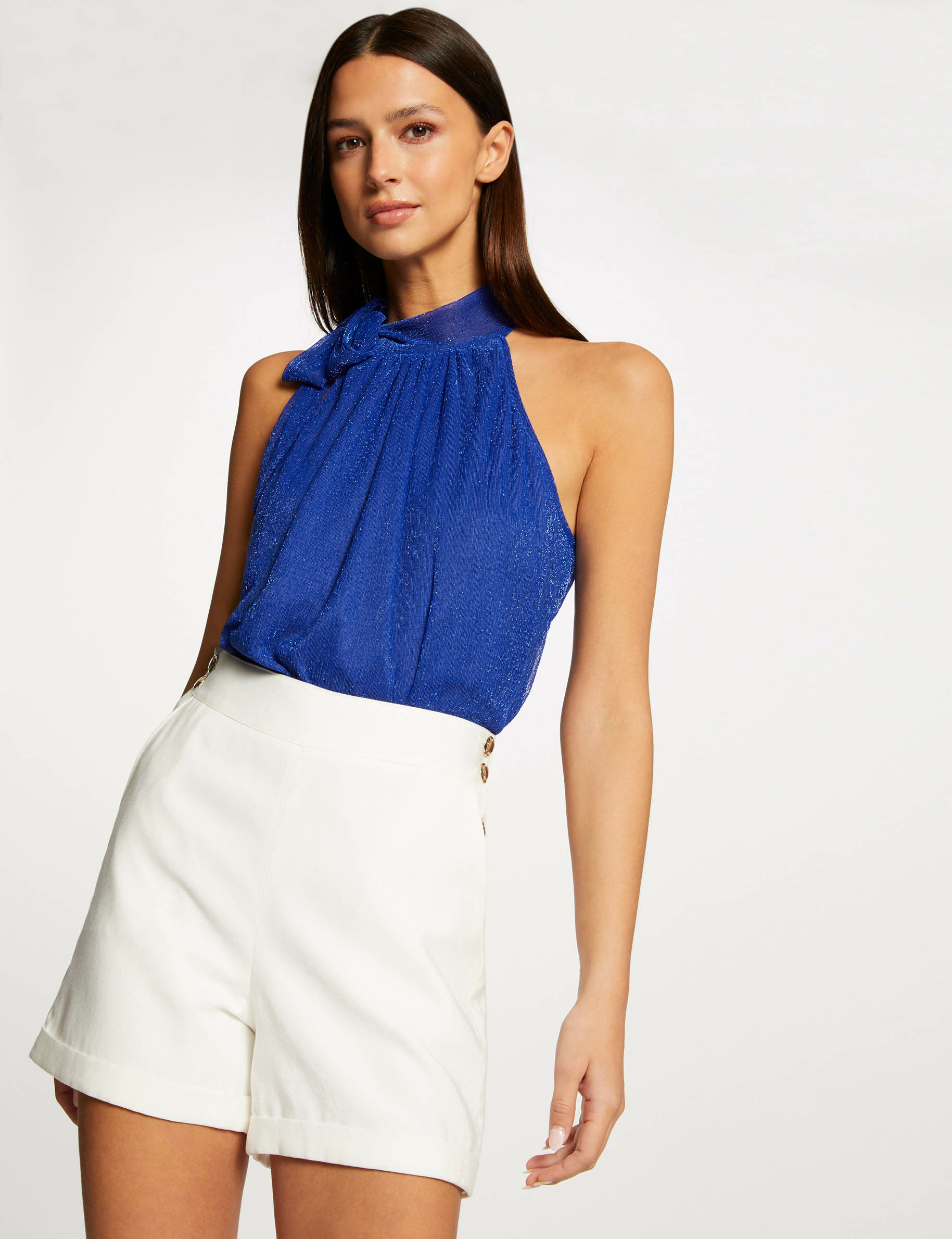 Débardeur encolure américaine avec noeud bleu femme Débardeur encolure américaine avec noeud bleu femme