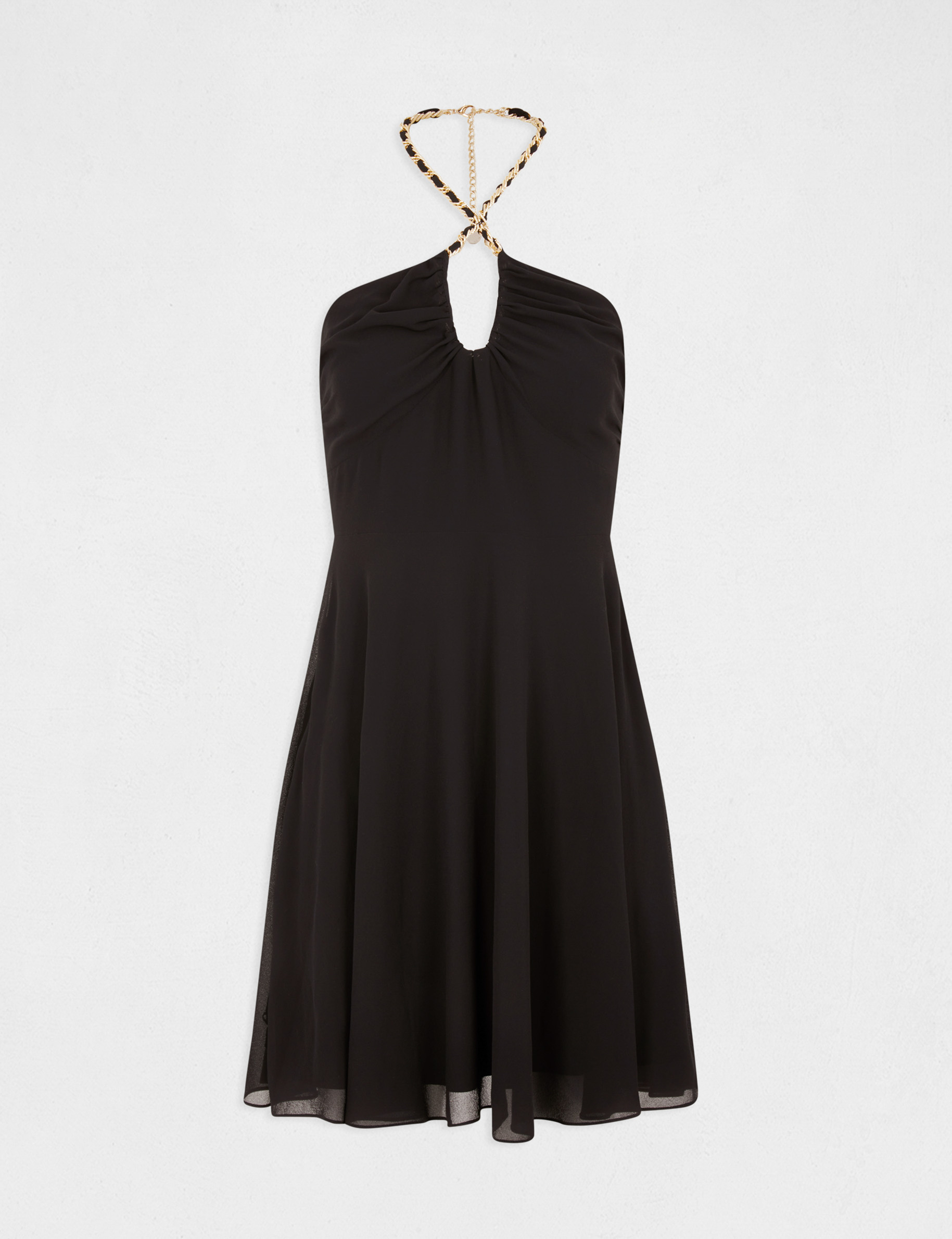 Robe trapèze avec col bustier noir femme Robe trapèze avec col bustier noir femme