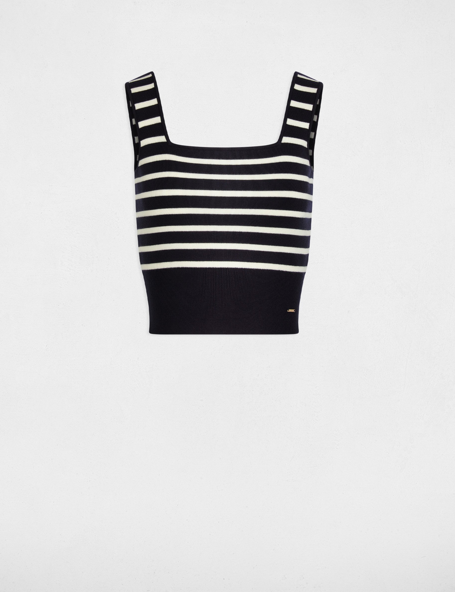 Top maille bretelles larges bleu marine femme