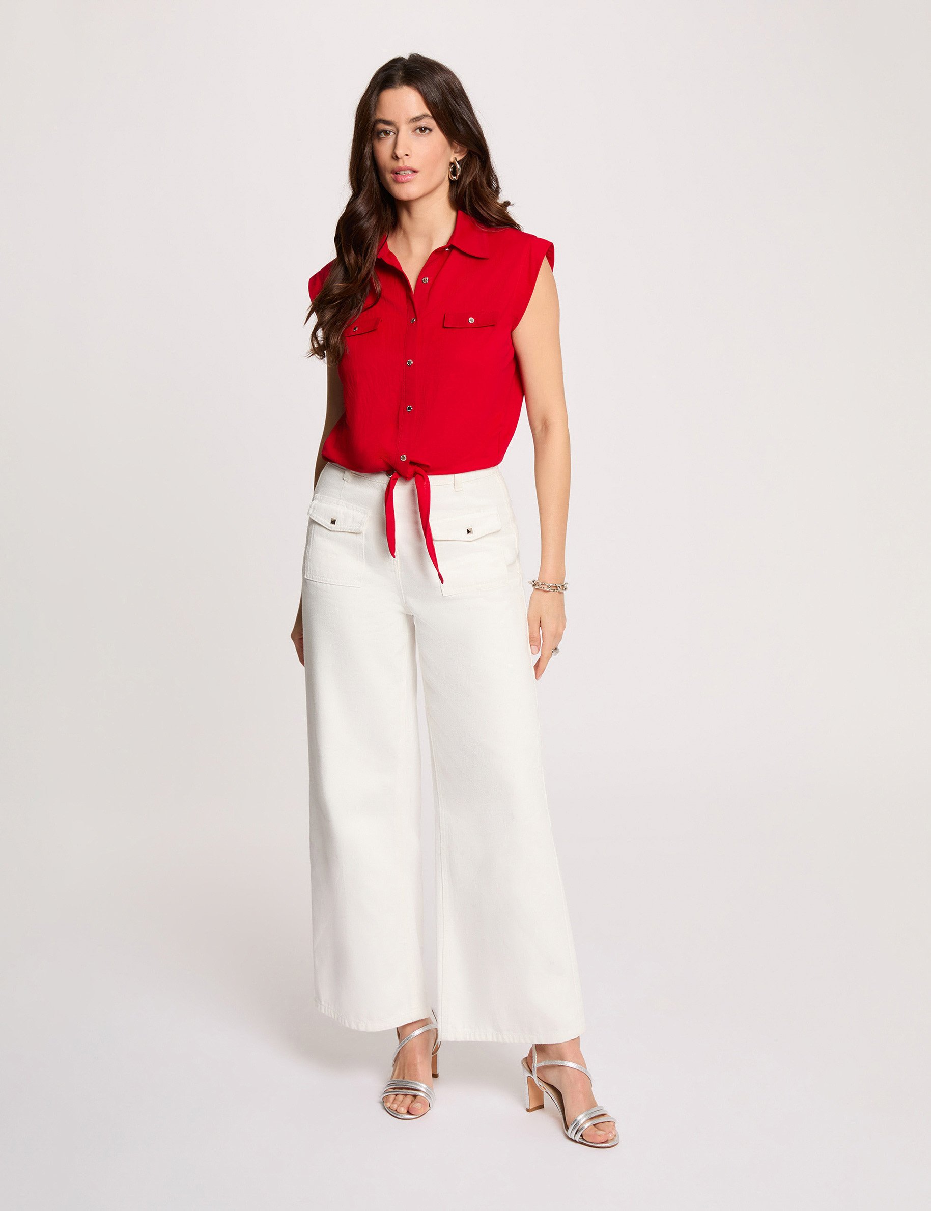 Mouwloze blouse rood vrouw