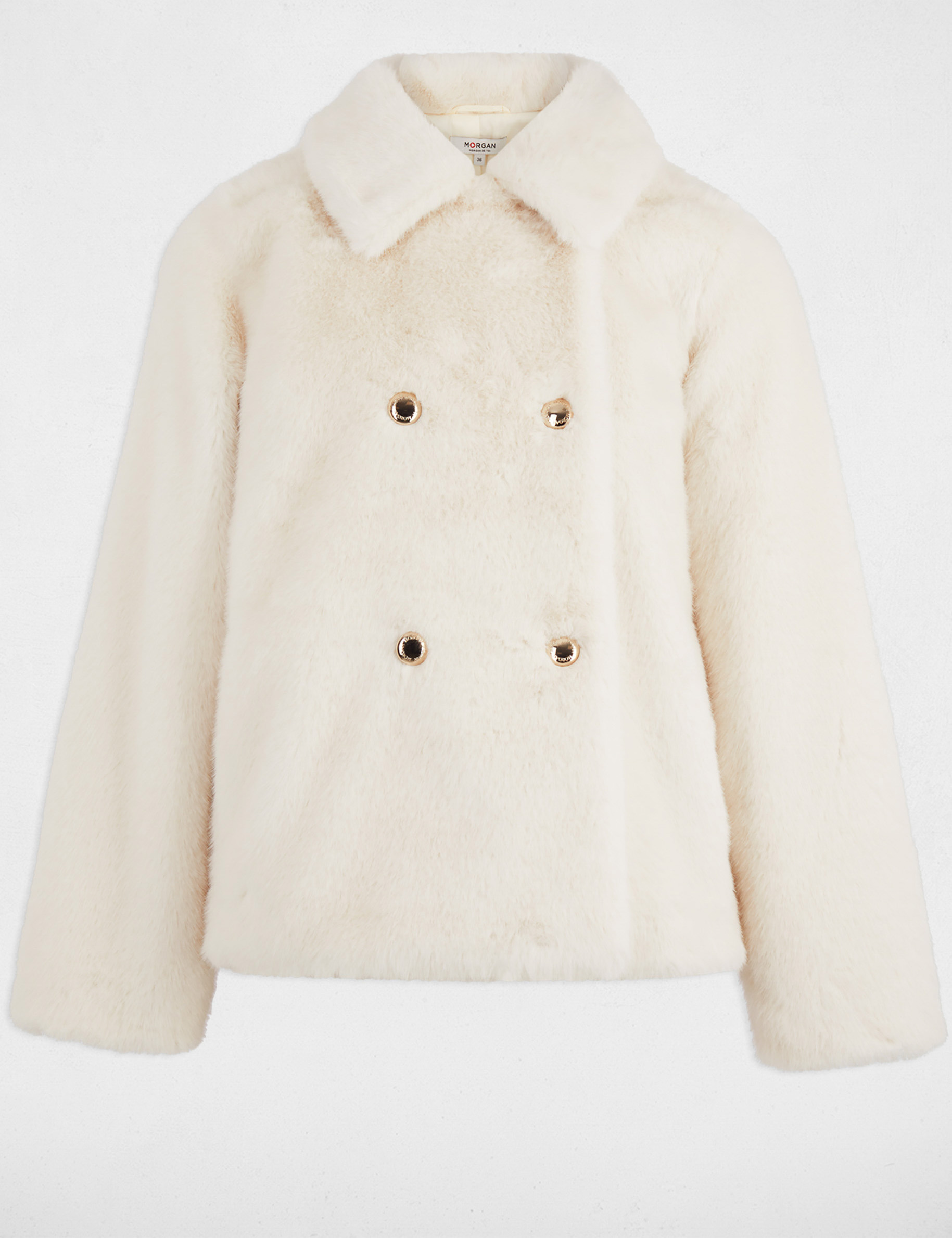 rechte jas met knopen ivoor vrouw Rechte jas met knopen ivoor vrouw