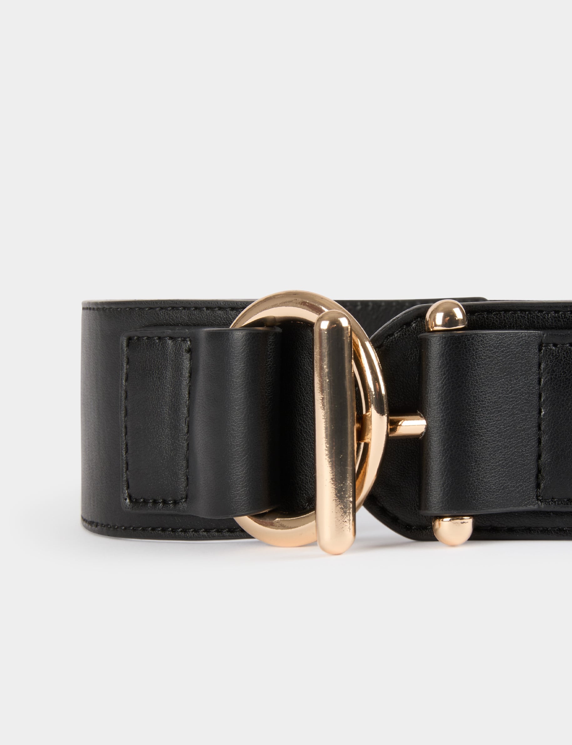 Ceinture large similicuir noir femme