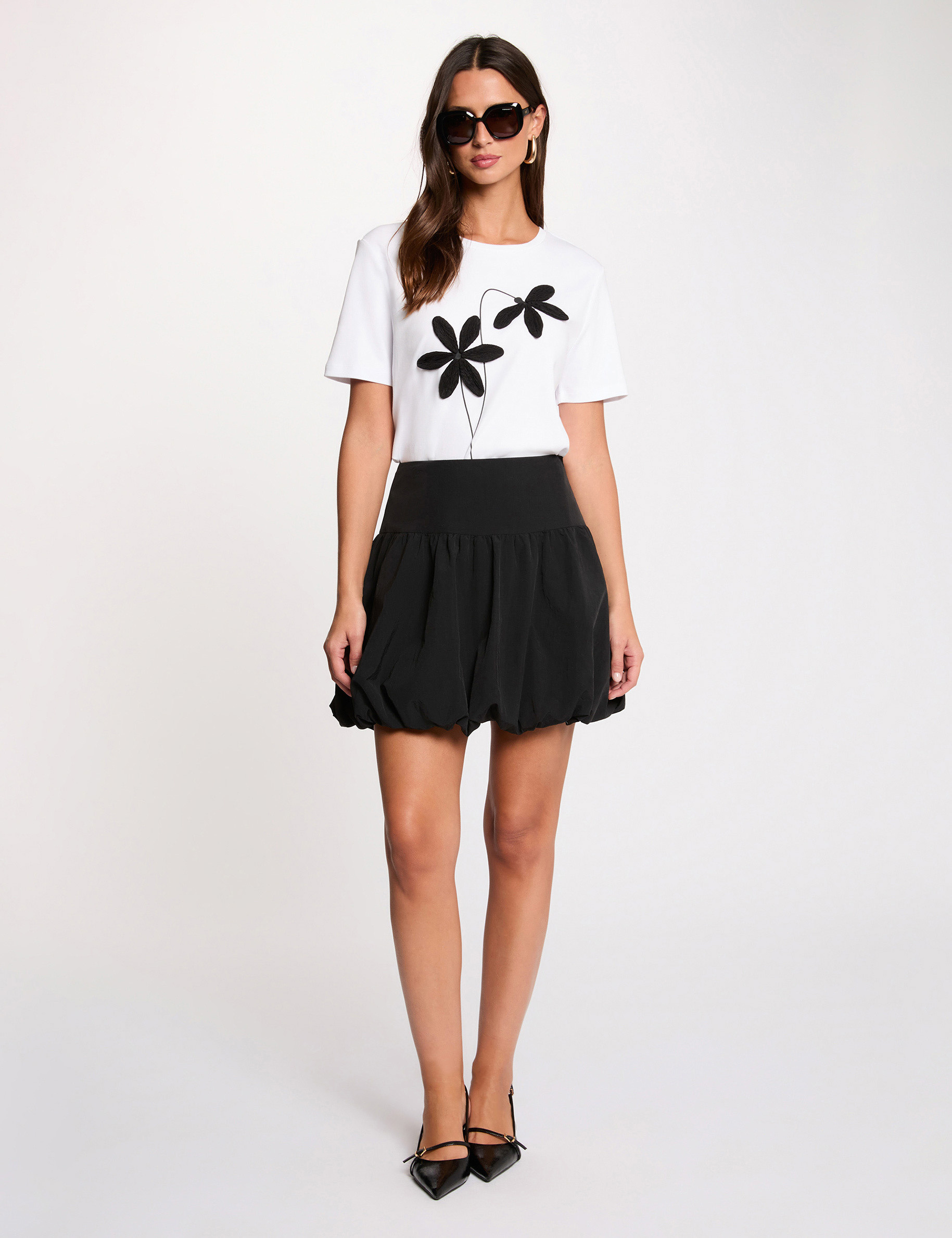 T-shirt droit col rond blanc femme