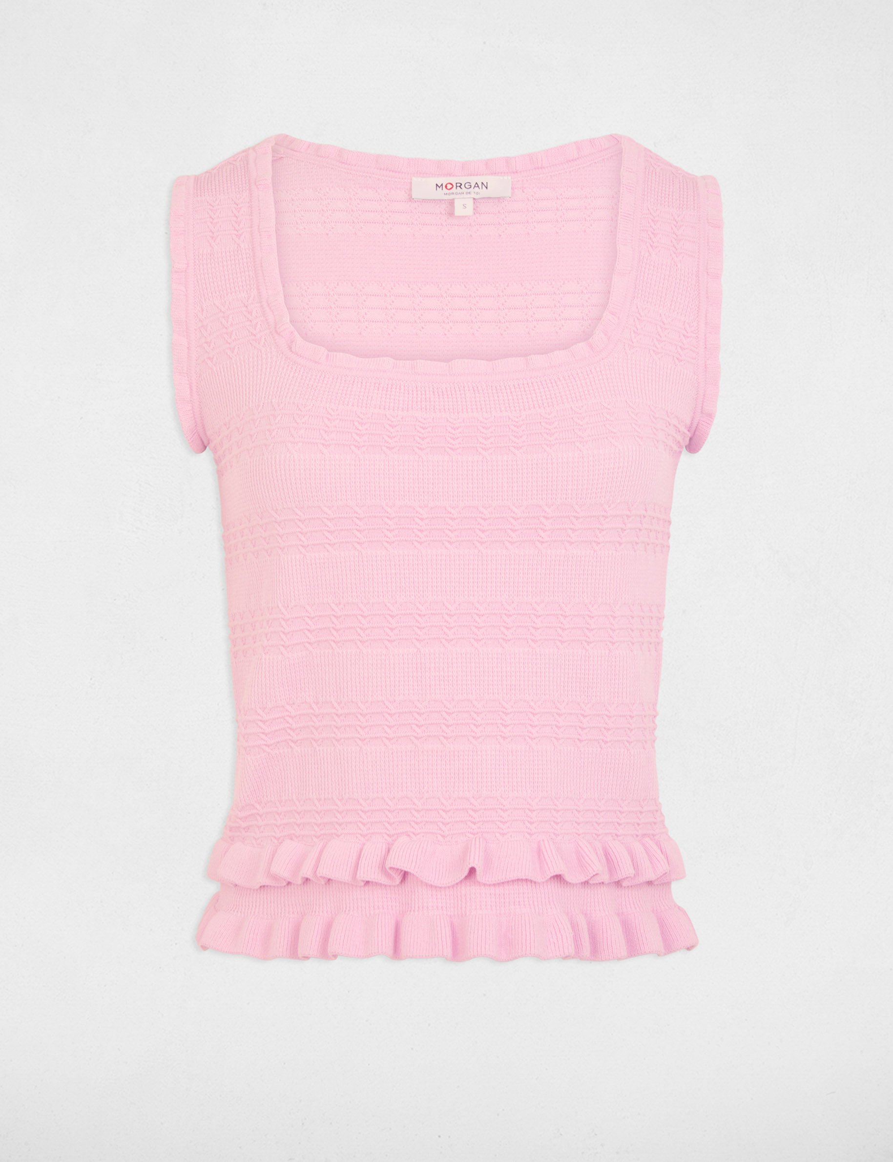 Pull sans manches ajust&eacute; rose femme