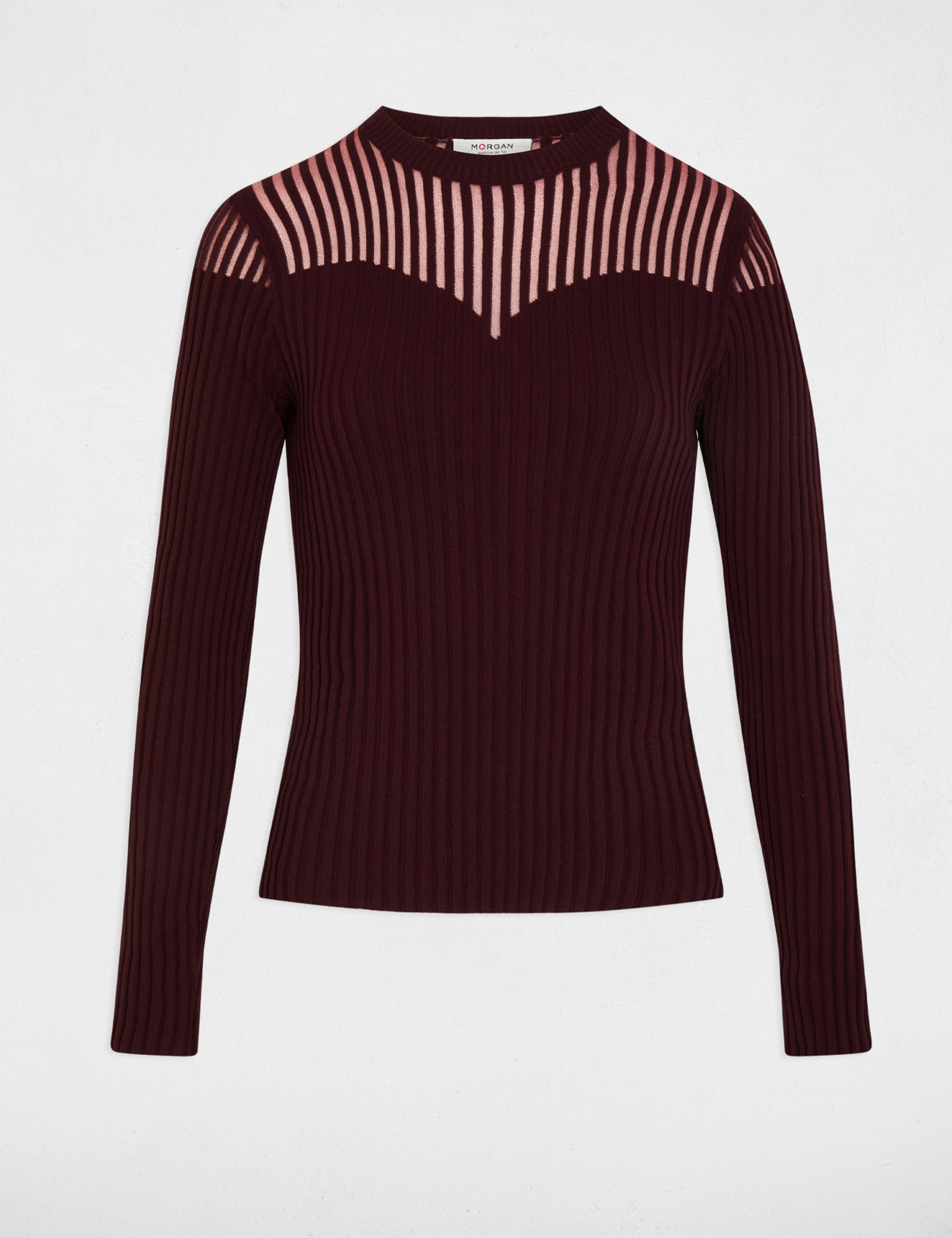 Pull torsad&eacute; cintr&eacute; prune femme