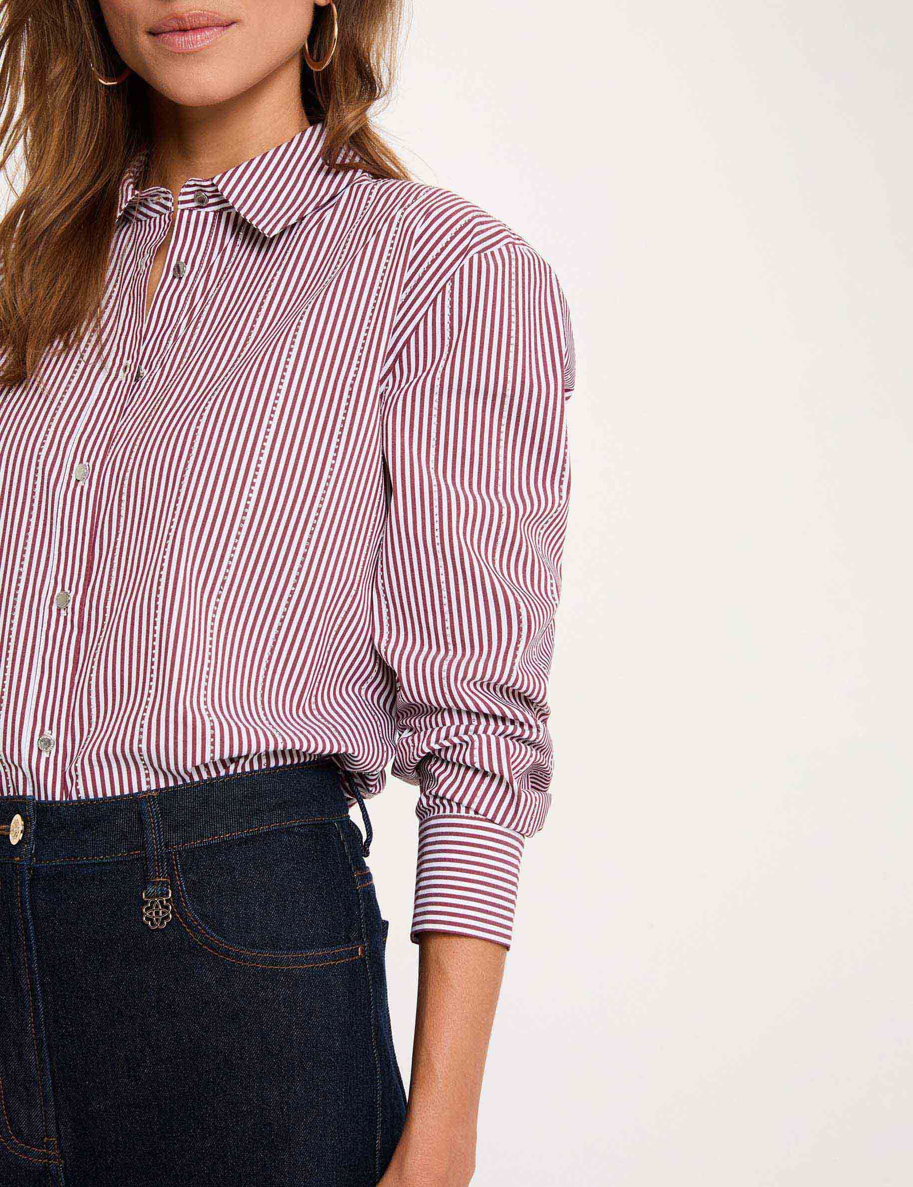 Chemise ray&eacute;e strass multicolore femme