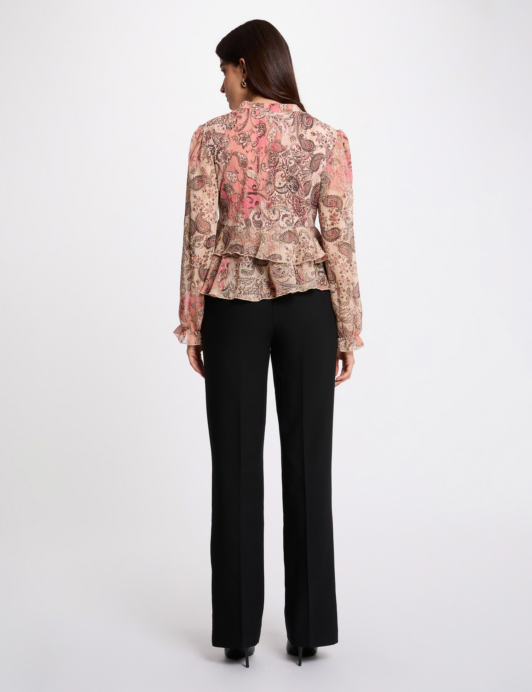 T-shirt voile col v multicolore femme