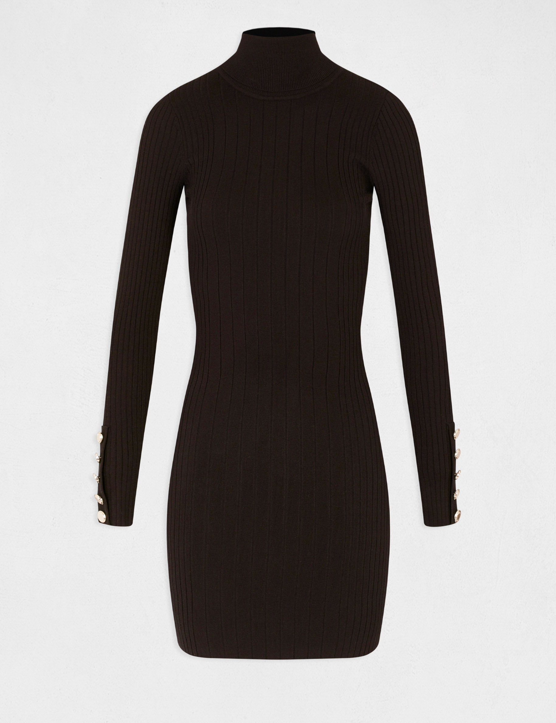 Robe pull ajustée avec col roulé noir femme