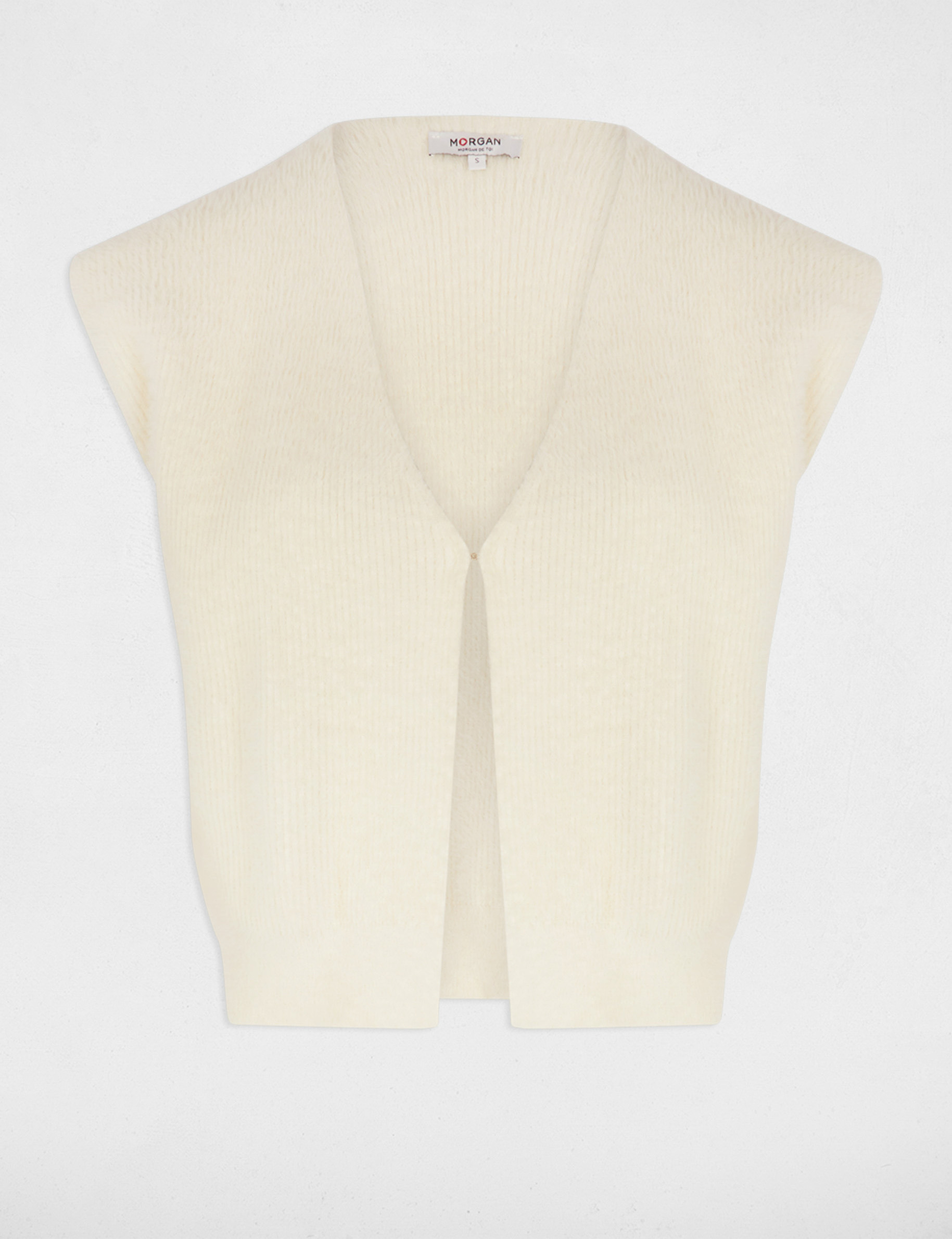 Gilet court fausse fourrure ivoire femme