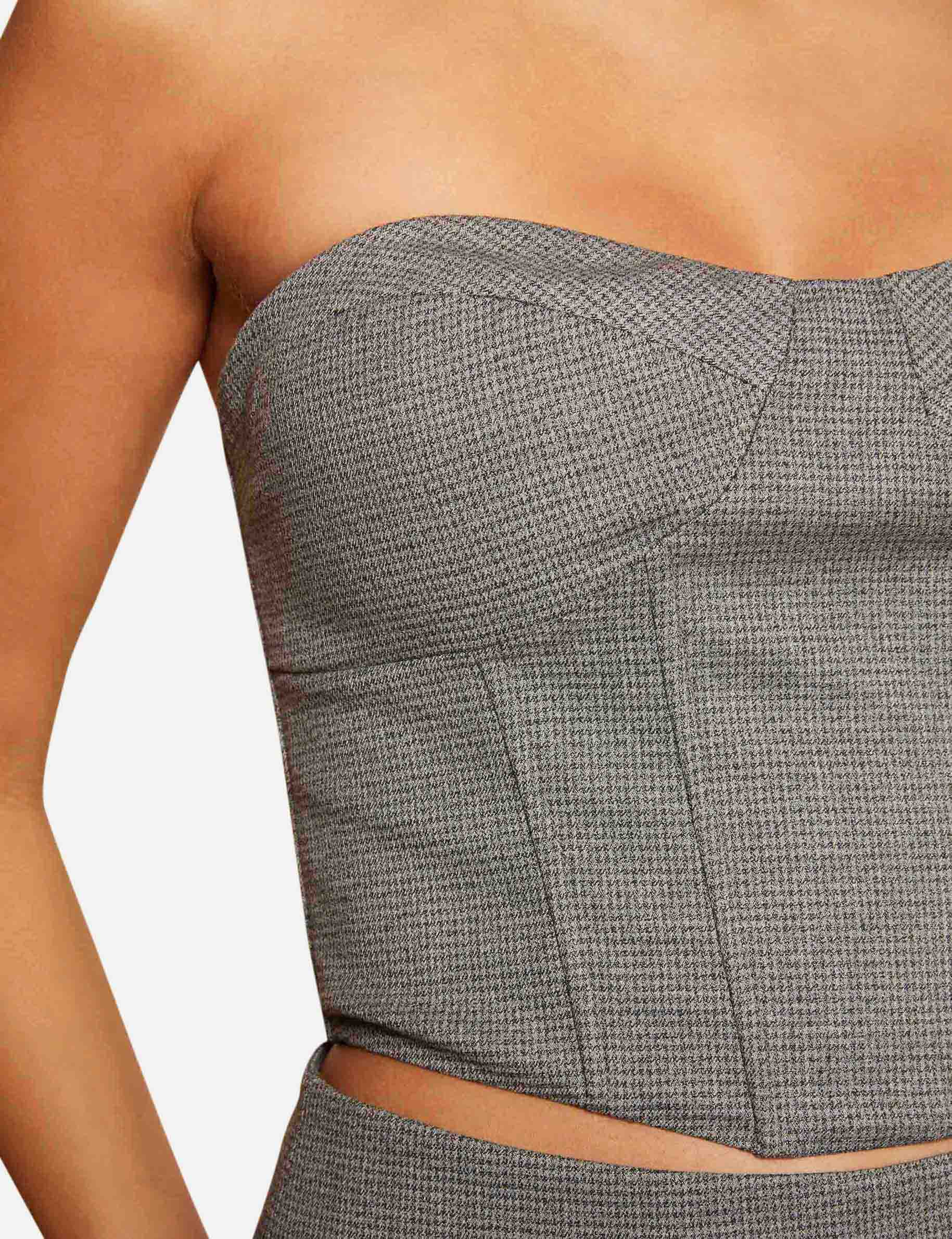 Mouwloze cropped bustier mediumgrijs vrouw