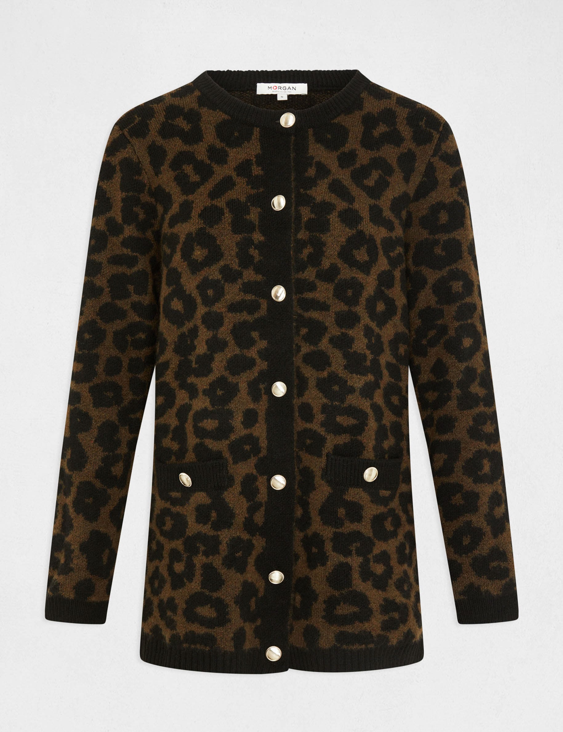 Halflang vest met luipaardprint zwart vrouw