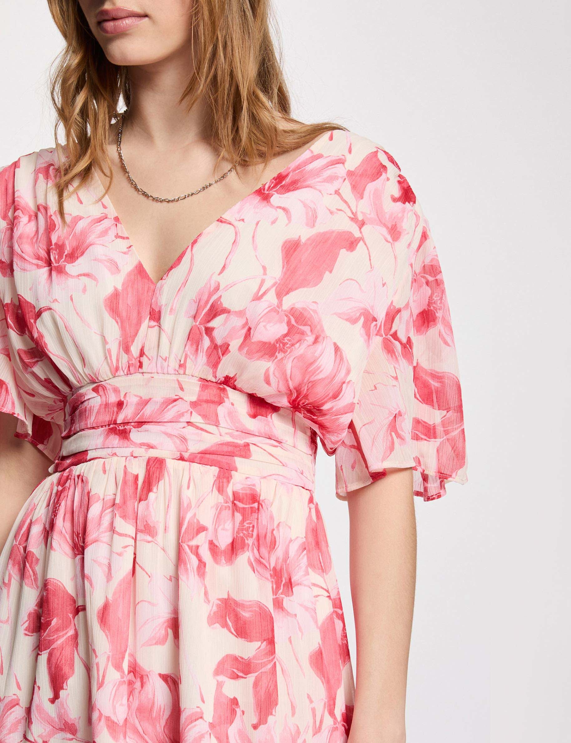 Robe cache-coeur manches volant&eacute;es multicolore femme