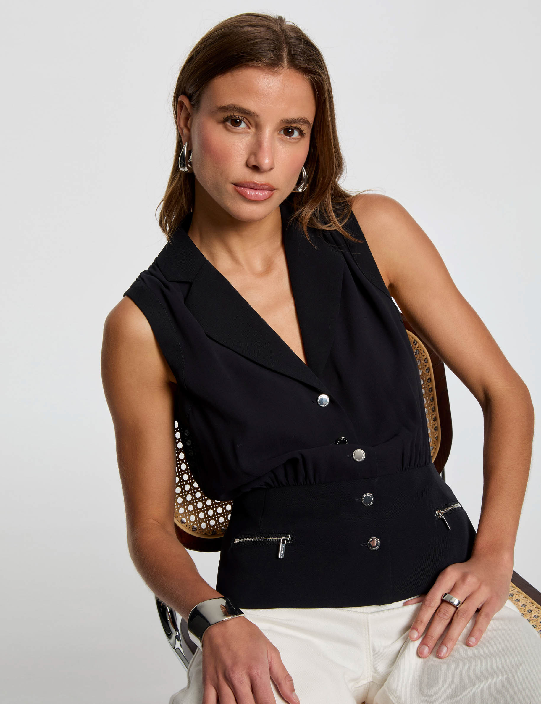veston sans manches bleu marine femme Veston sans manches bleu marine femme