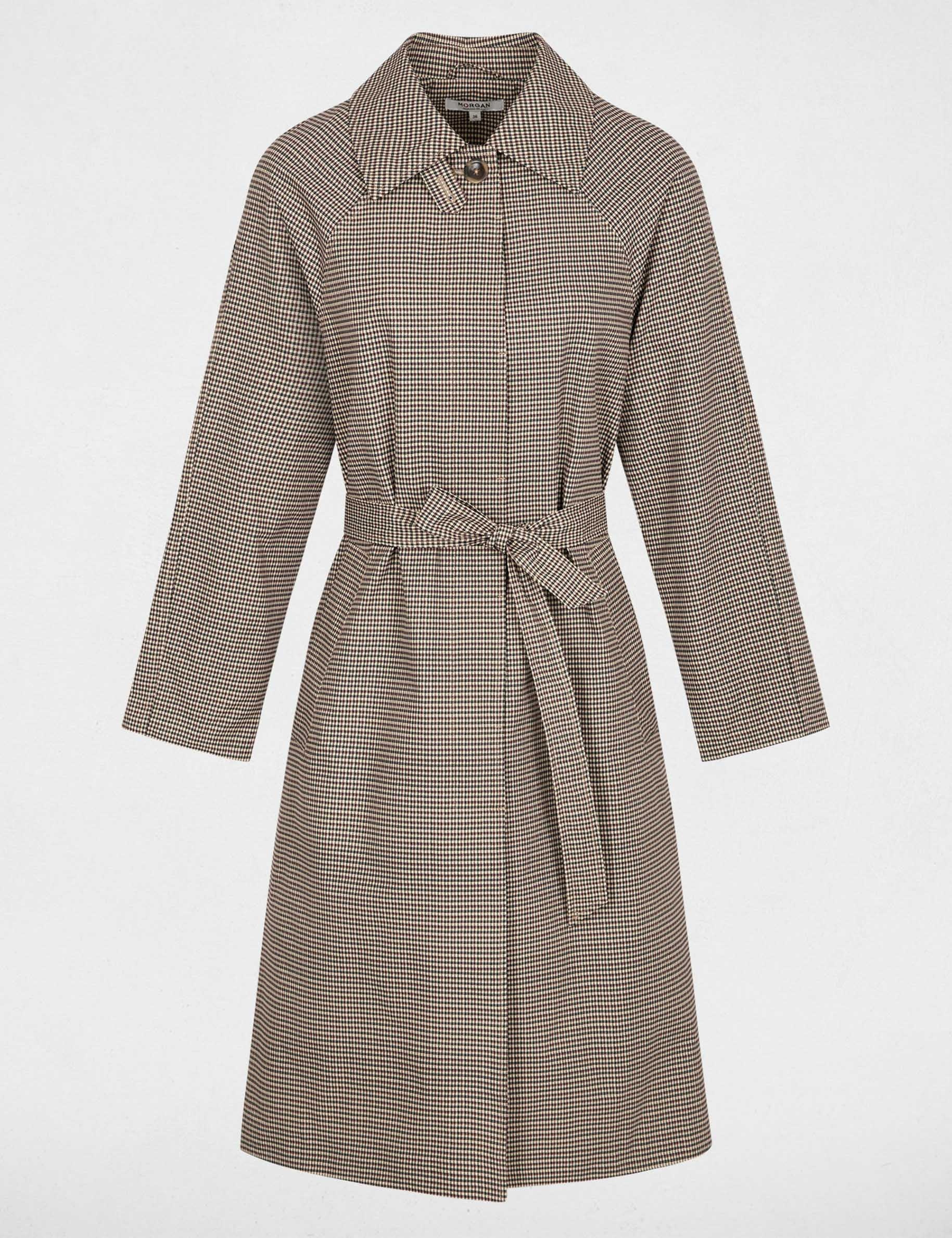 Trench ceintur&eacute; manches longues multicolore femme