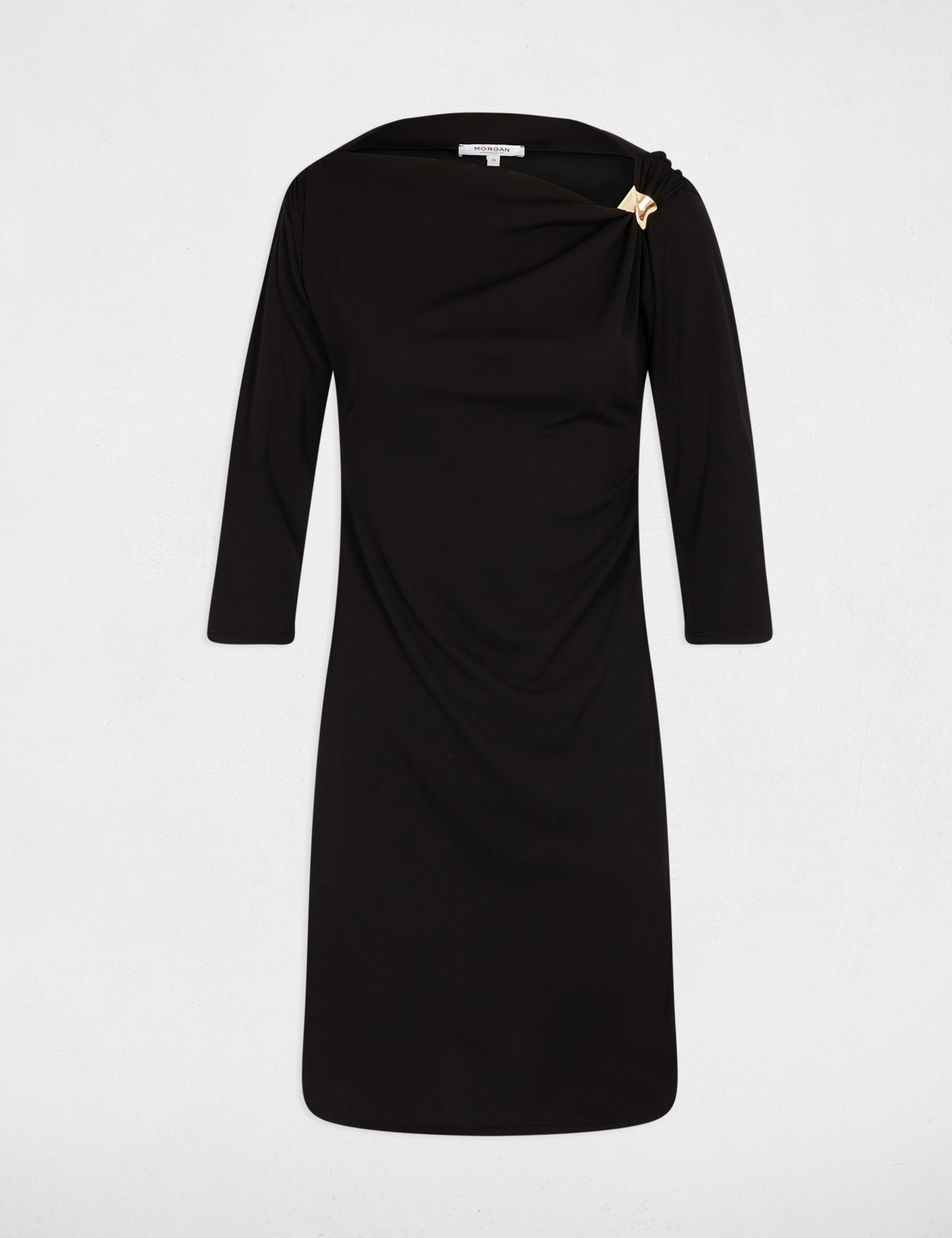 Robe courte encolure bateau noir femme