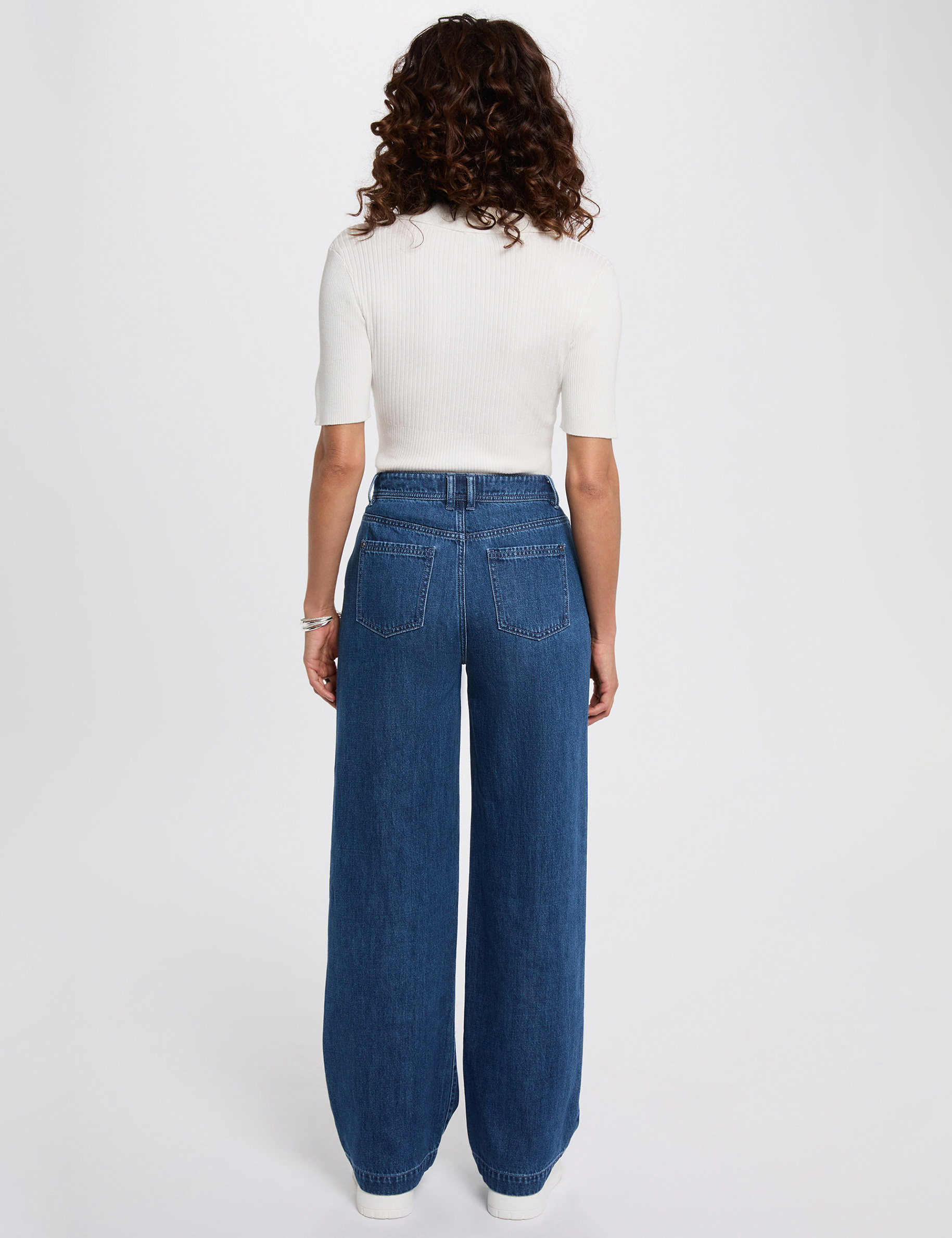 Pull col polo blanc femme