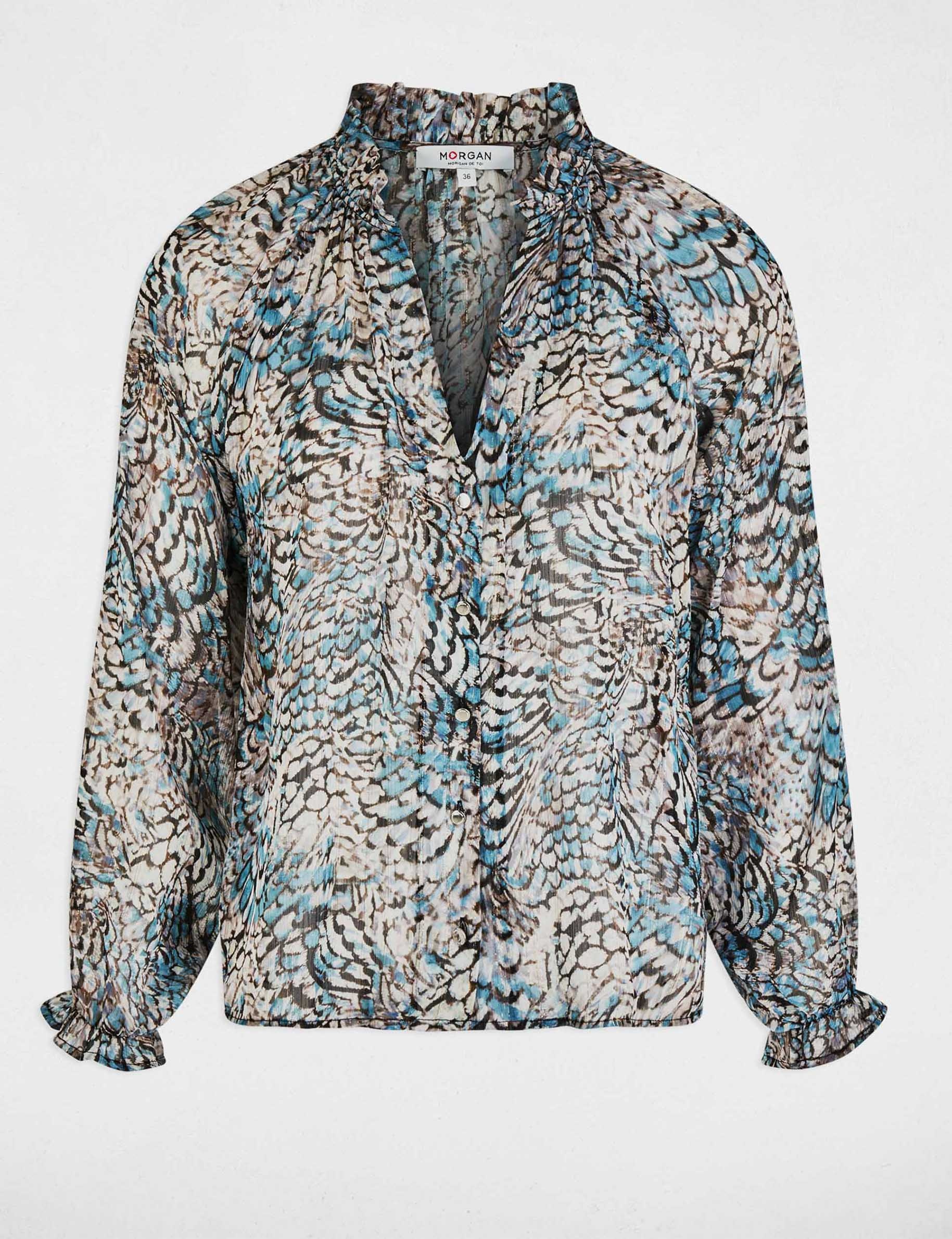 V-hals blouse met print meerkleurig vrouw