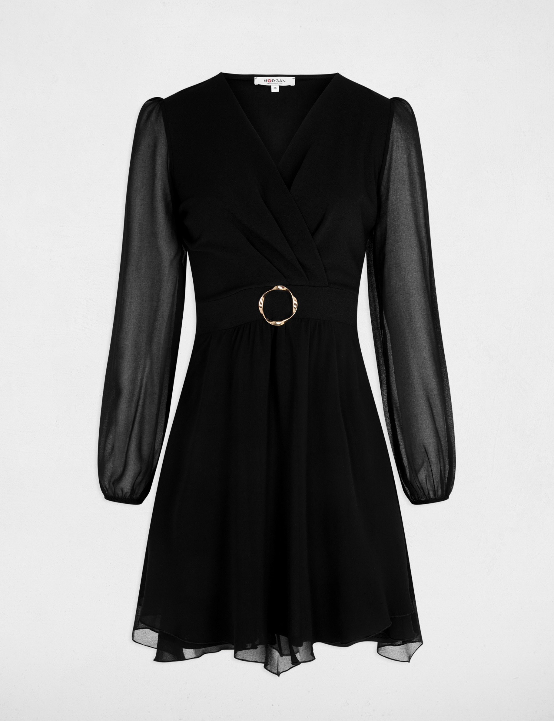 Robe courte cache coeur noir femme