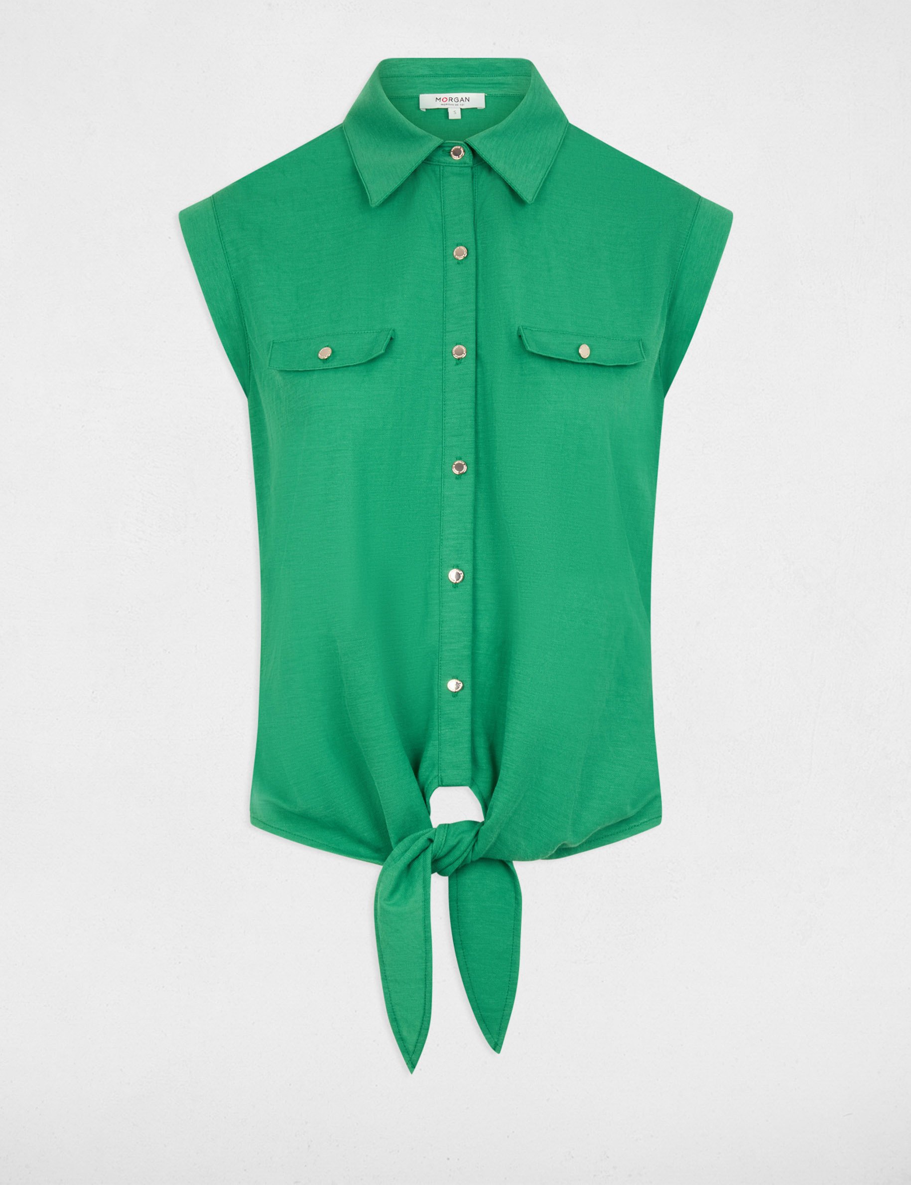 Mouwloze blouse weide groen vrouw