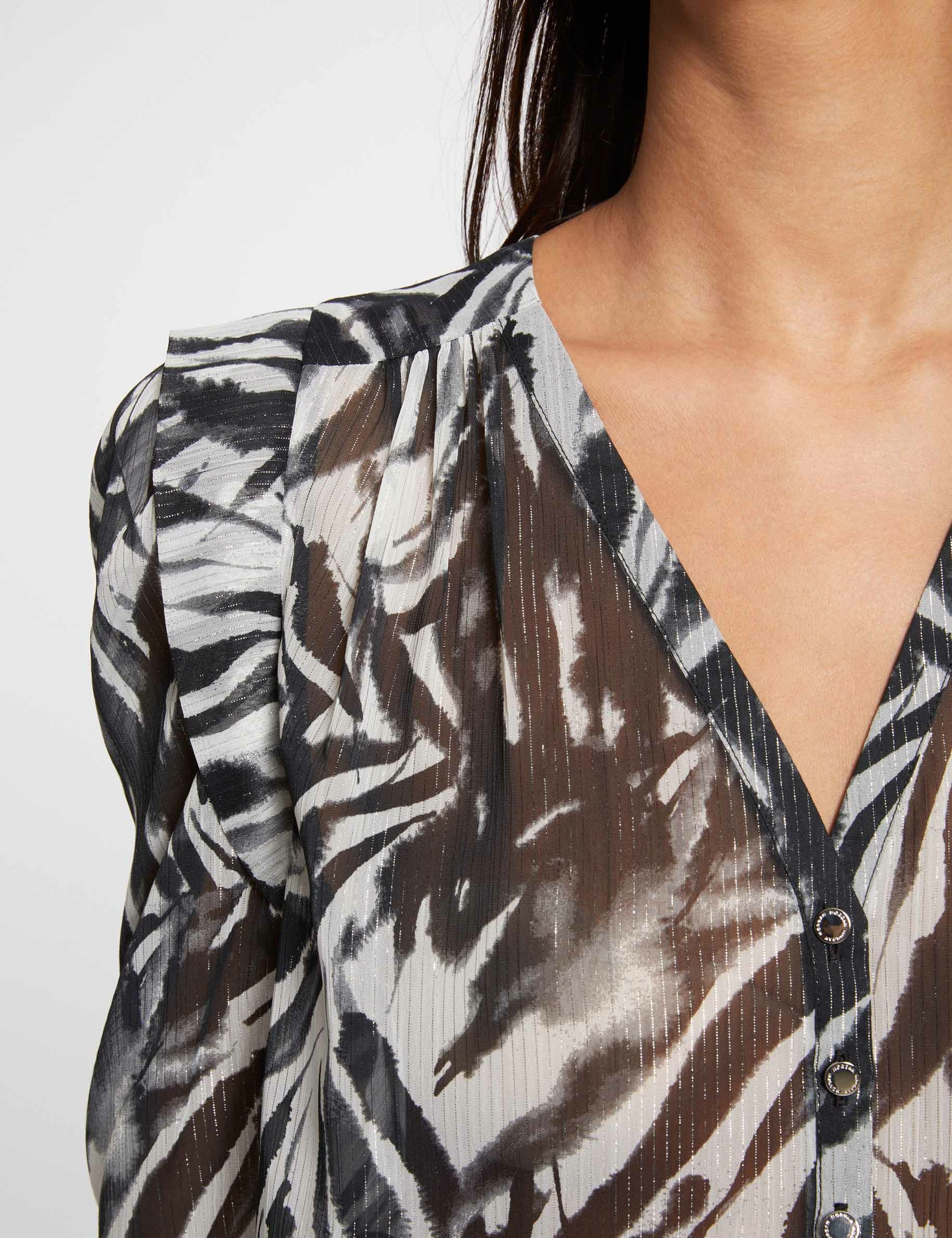 overhemd 34 mouwen en print meerkleurig vrouw Overhemd 3/4 mouwen en print meerkleurig vrouw
