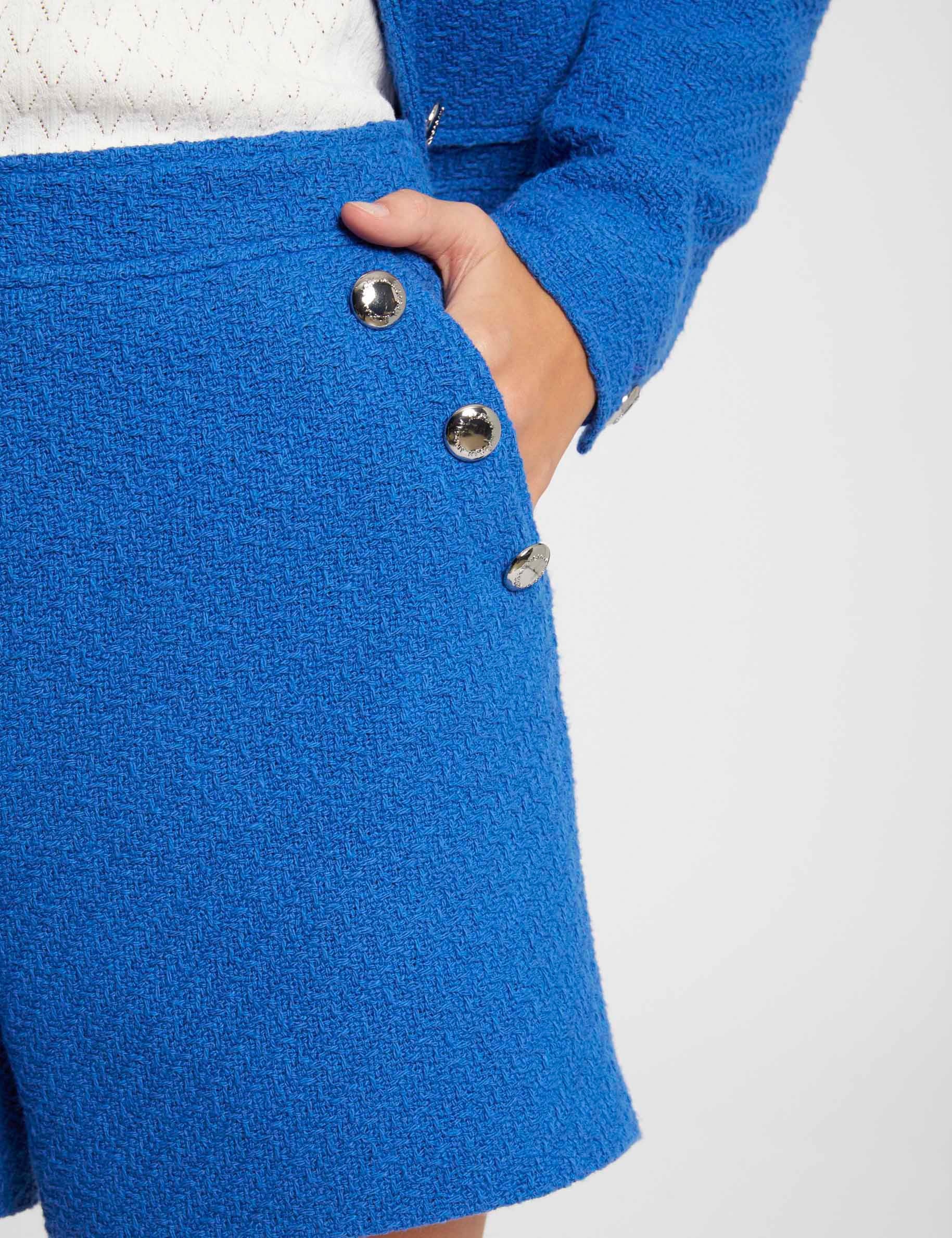 Losse short van tweed bleu vrouw