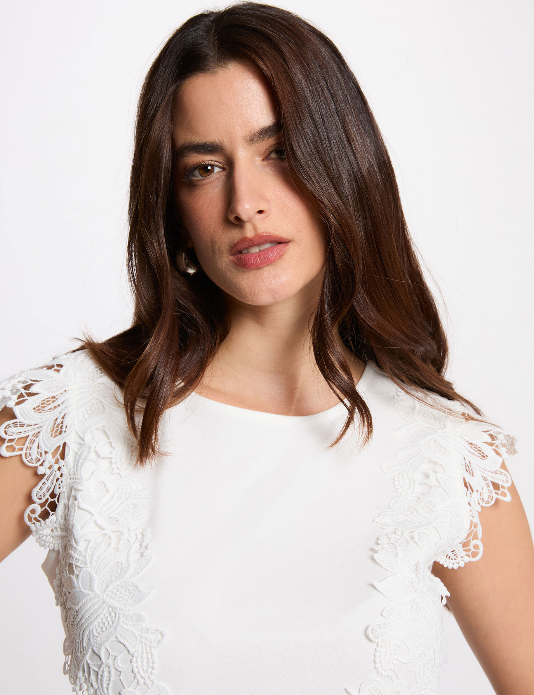 T-shirt met korte mouwen helder wit vrouw