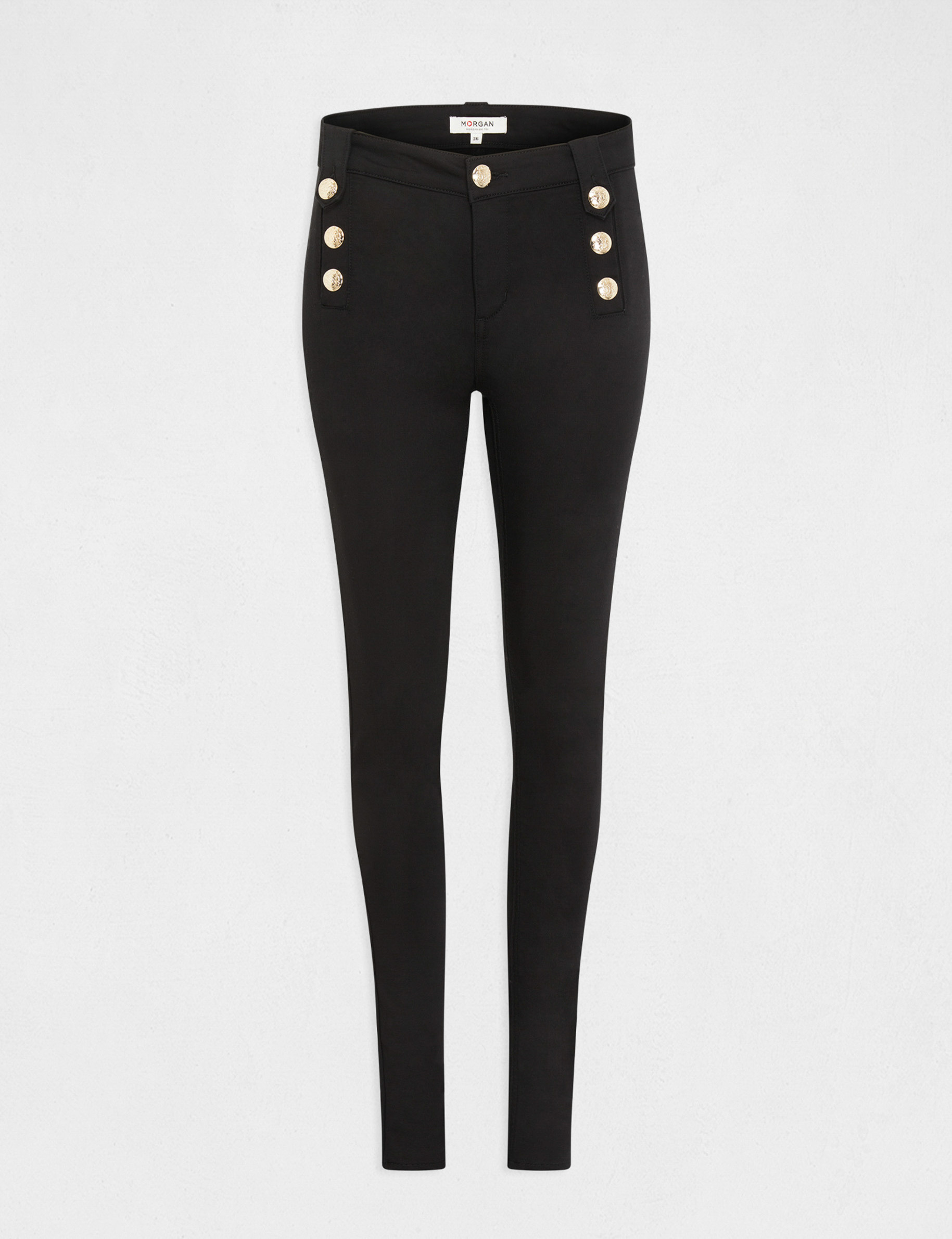 skinny broek met sierknopen zwart vrouw Skinny broek met sierknopen zwart vrouw