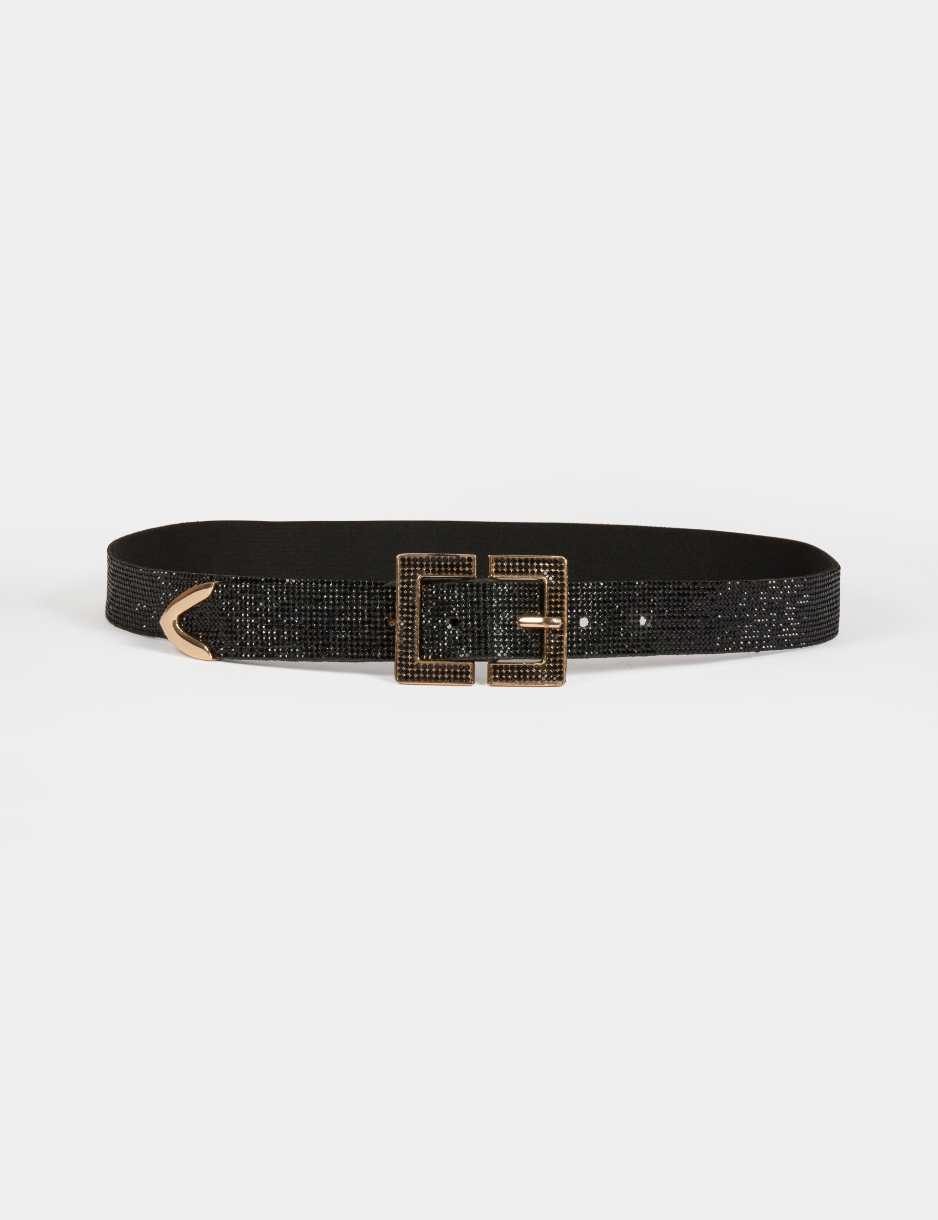 Ceinture avec strass noir femme