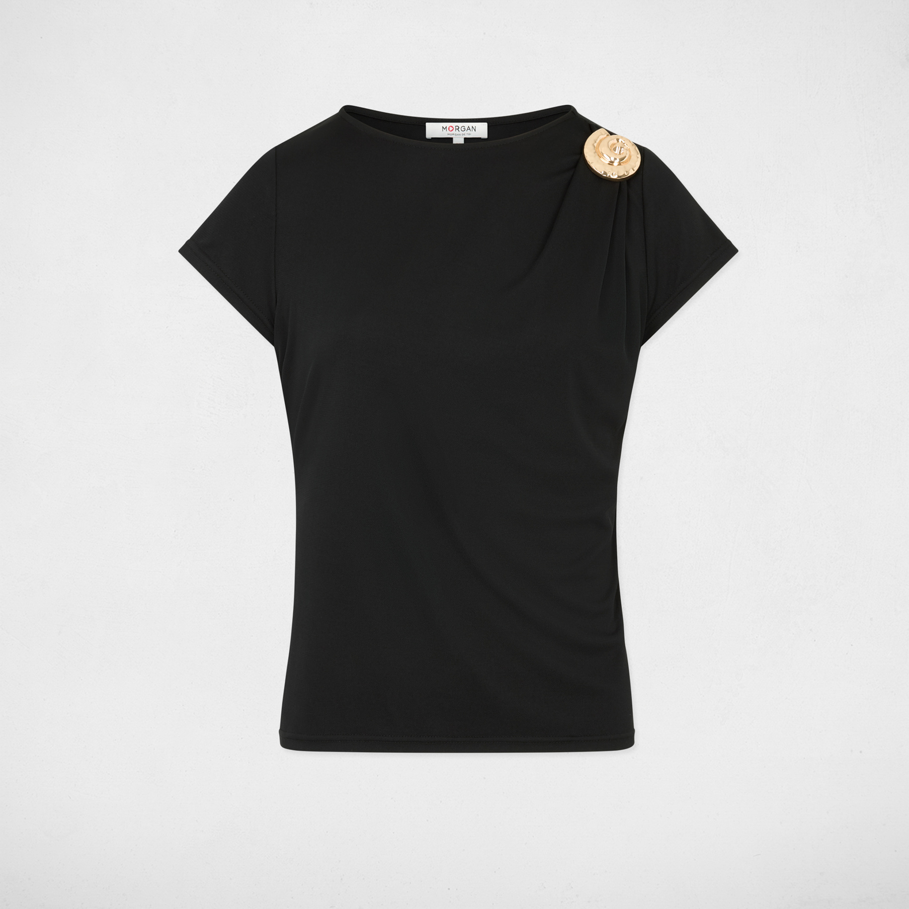 T-shirt col rond noir femme
