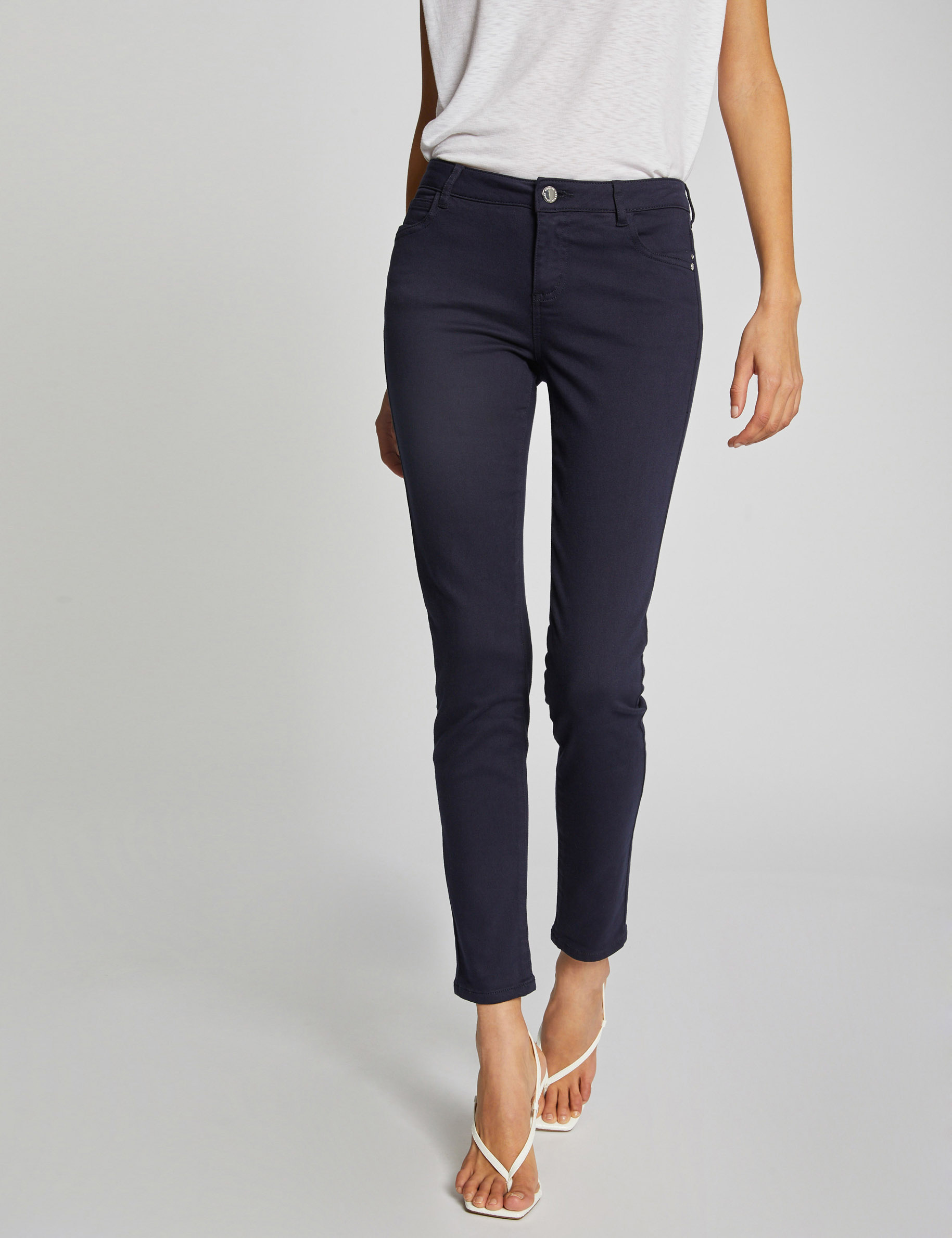 Skinny broek met lage taille marine vrouw