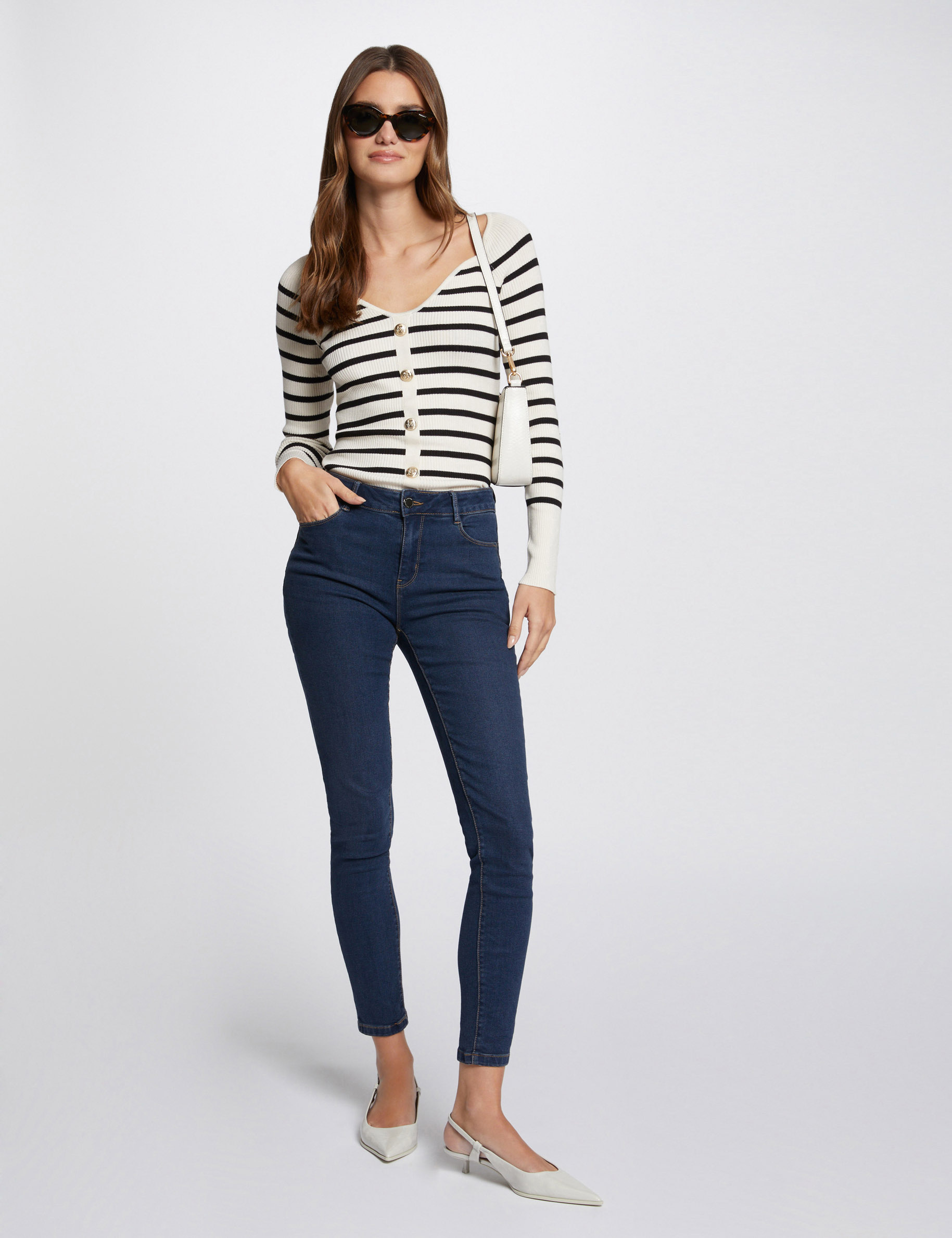 Slim fit jeans standaardmaat raw jeans vrouw