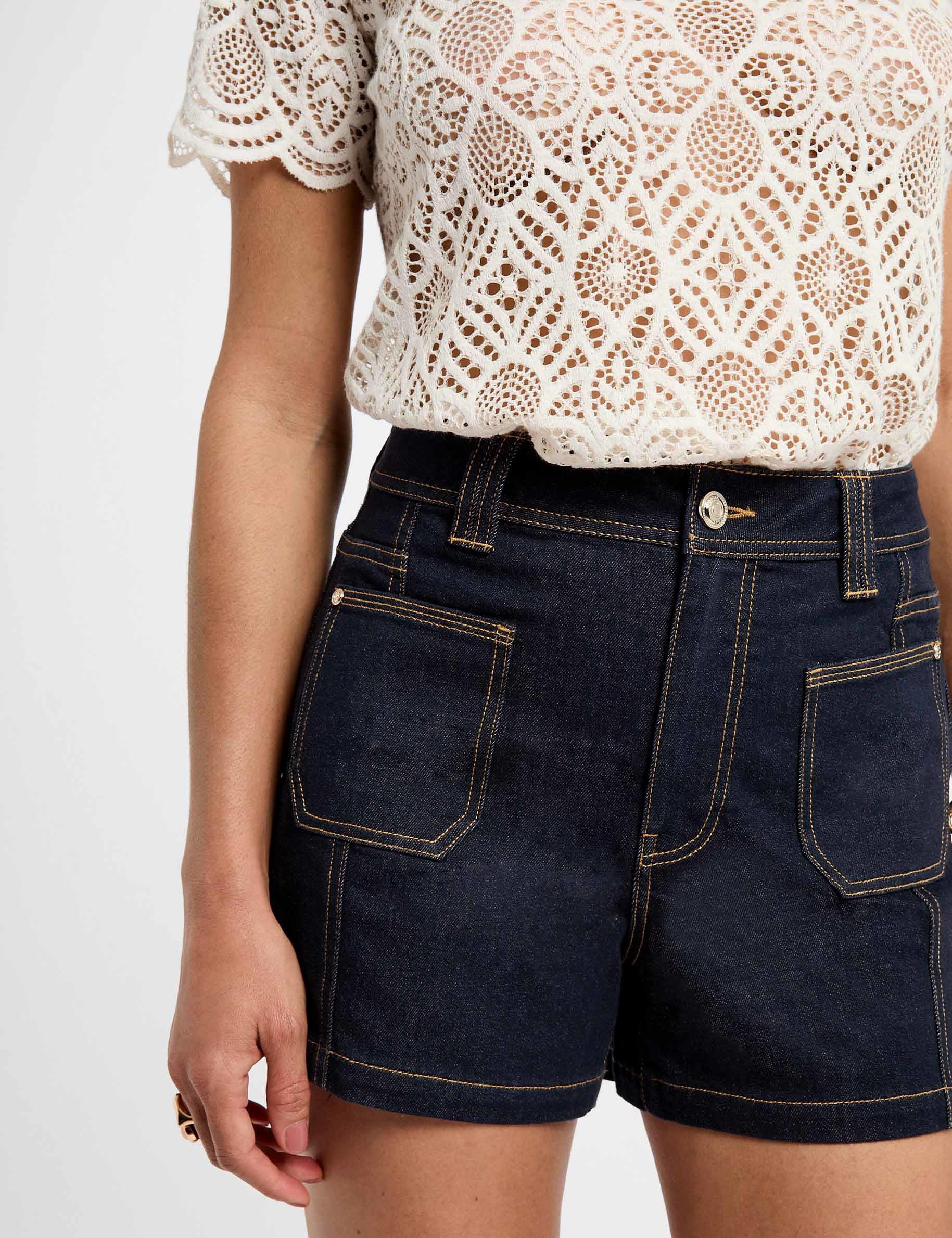 denim shorts met hoge taille ruw denim vrouw Denim shorts met hoge taille ruw denim vrouw
