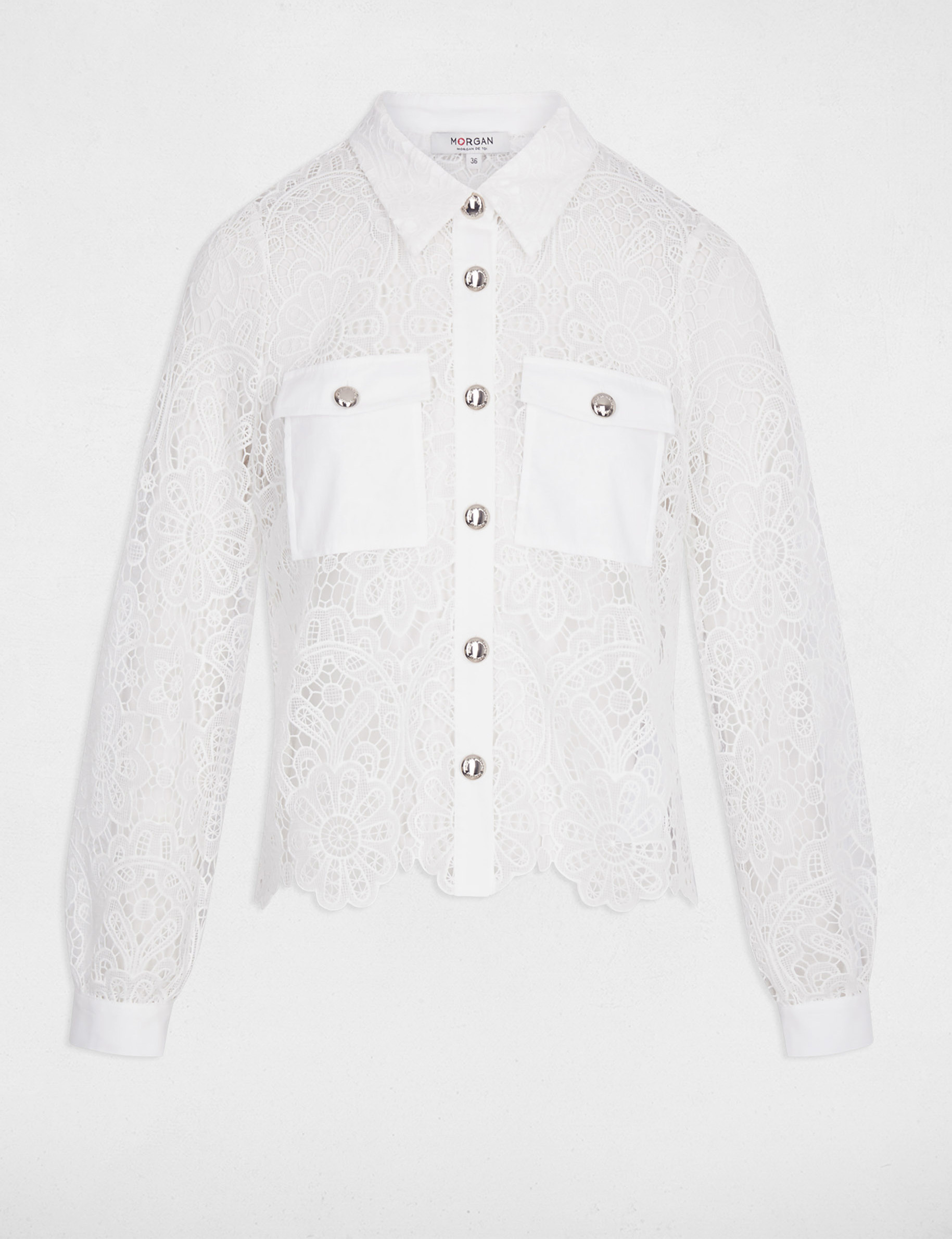 Overhemd met lange mouwen helder wit vrouw